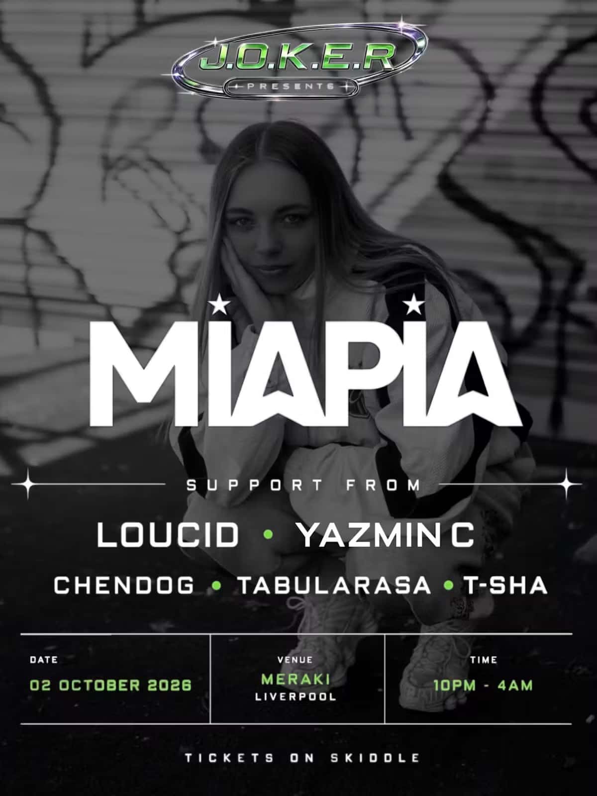 Flyer of J.O.K.E.R presents Mia Pia