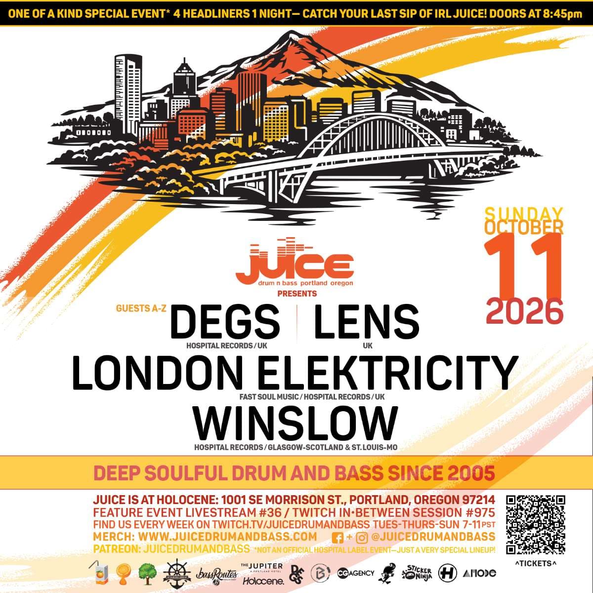 JUICE DnB Fall Event / DEGS, LENS, LONDON ELEKTRICITY, WINSLOW – 21+