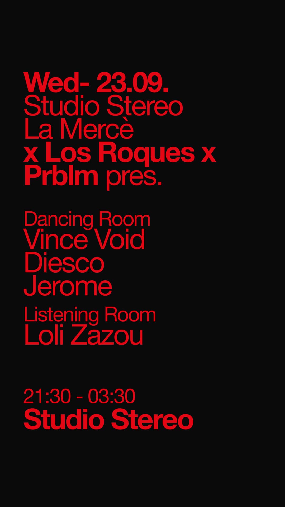 Studio Stereo La Mercè pres. Los Roques x Prblm