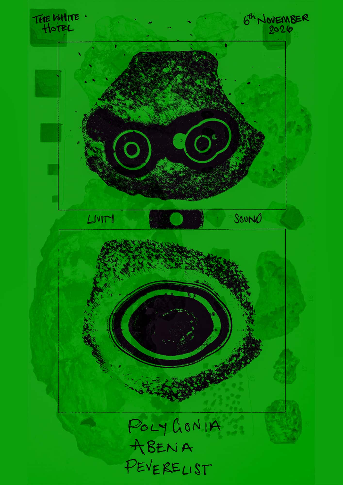 Flyer of Livity Sound: Polygonia / Peverelist / Abena