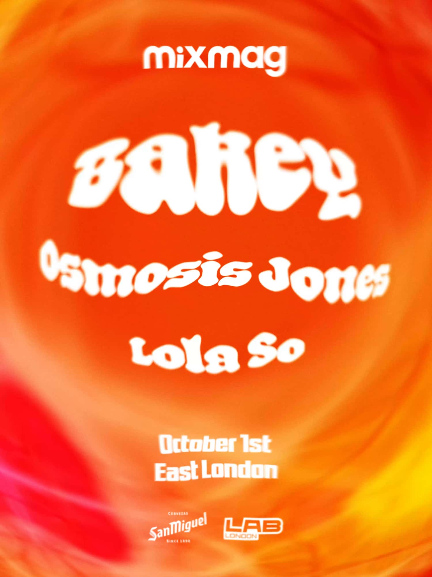 Flyer of Mixmag Lab with Bakey, Osmosis Jones, Lola So