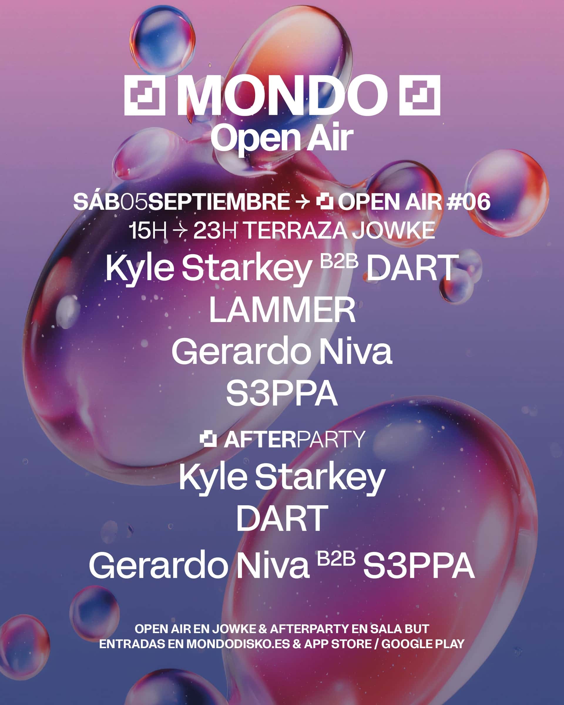 Cartel de MONDO OPEN AIR #06: Kyle Starkey B2B DART / LAMMER / Gerardo Niva / S3PPA