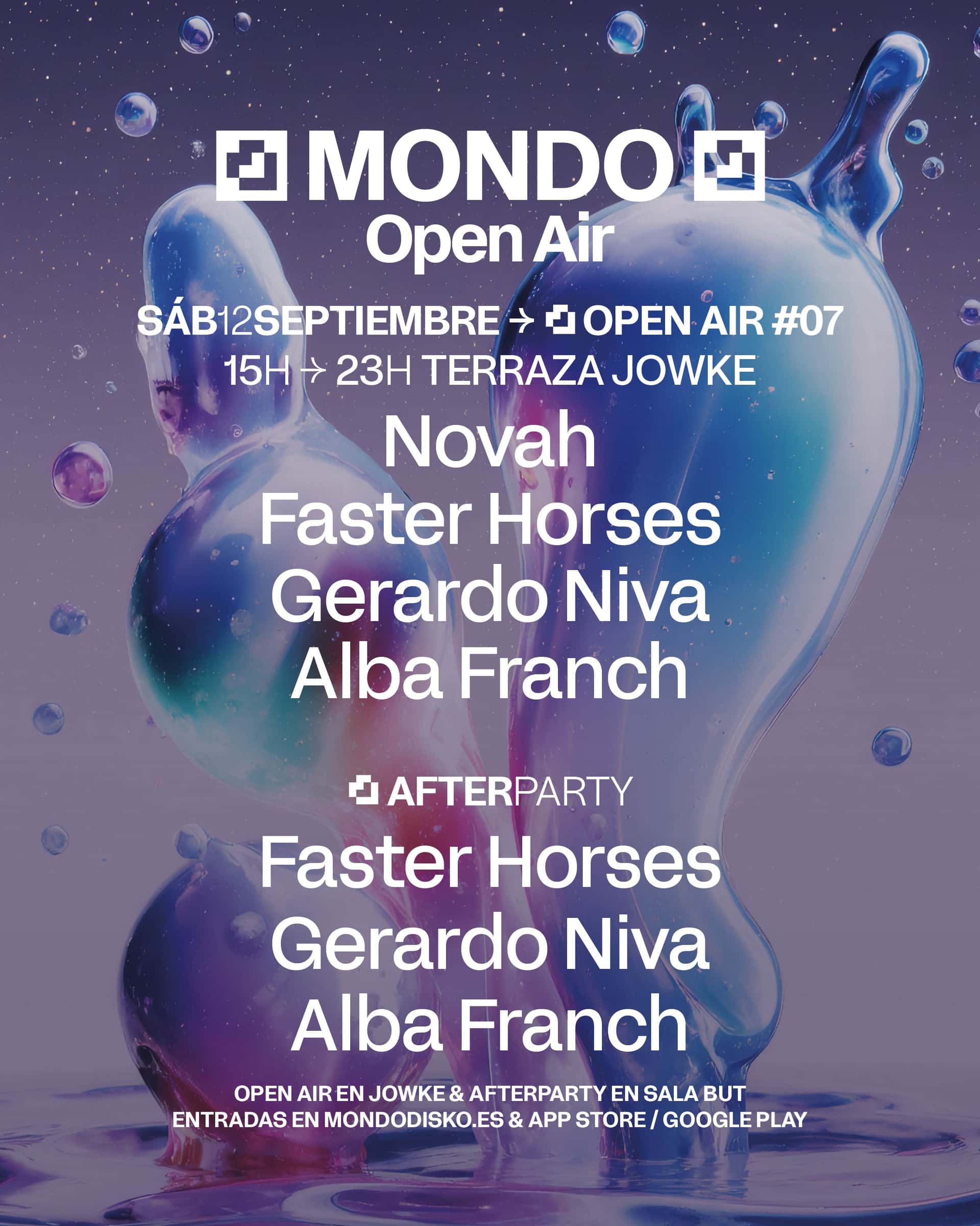 Cartel de MONDO OPEN AIR #07: Novah / Faster Horses / Gerardo Niva / Alba Franch