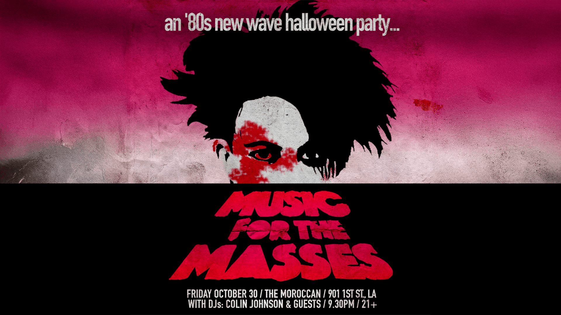 Flyer of Music for the Masses: Dark 80's New Wave Halloween