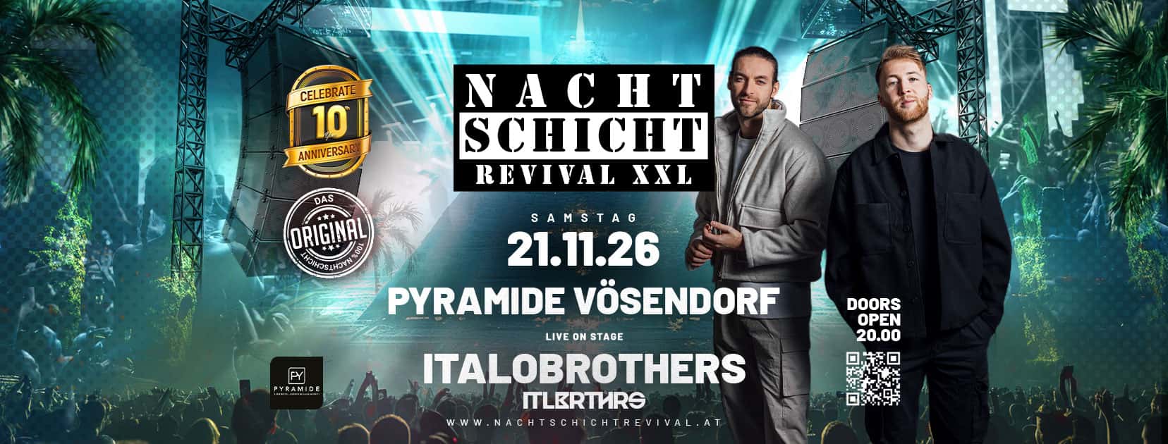 Flyer of NACHTSCHICHT REVIVAL XXL - 10 Jahresfeier w/Italobrothers live on Stage