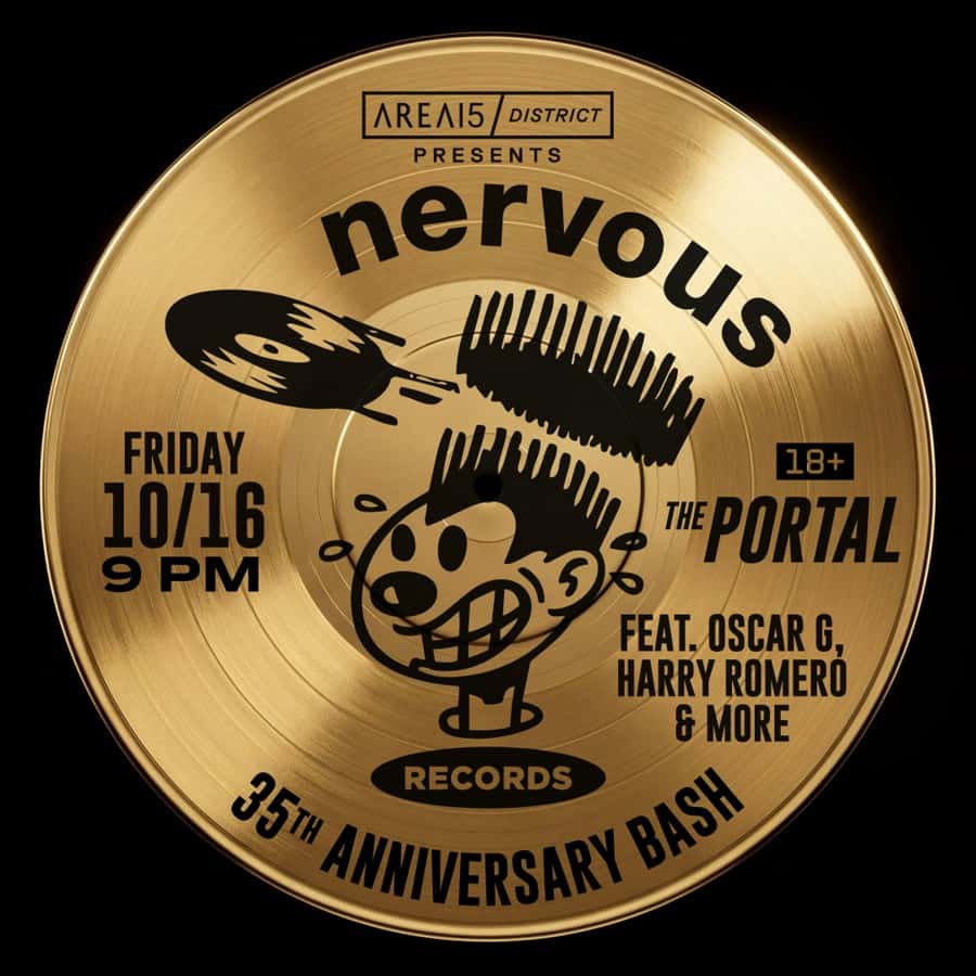 Flyer of Nervous Records - 35th Anniversary feat. Oscar G & More