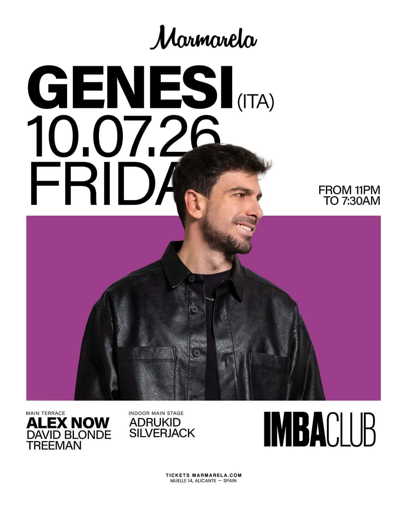 Cartel de NIGHT → IMBA DJs: GENESI (Main Terrace & Indoor)