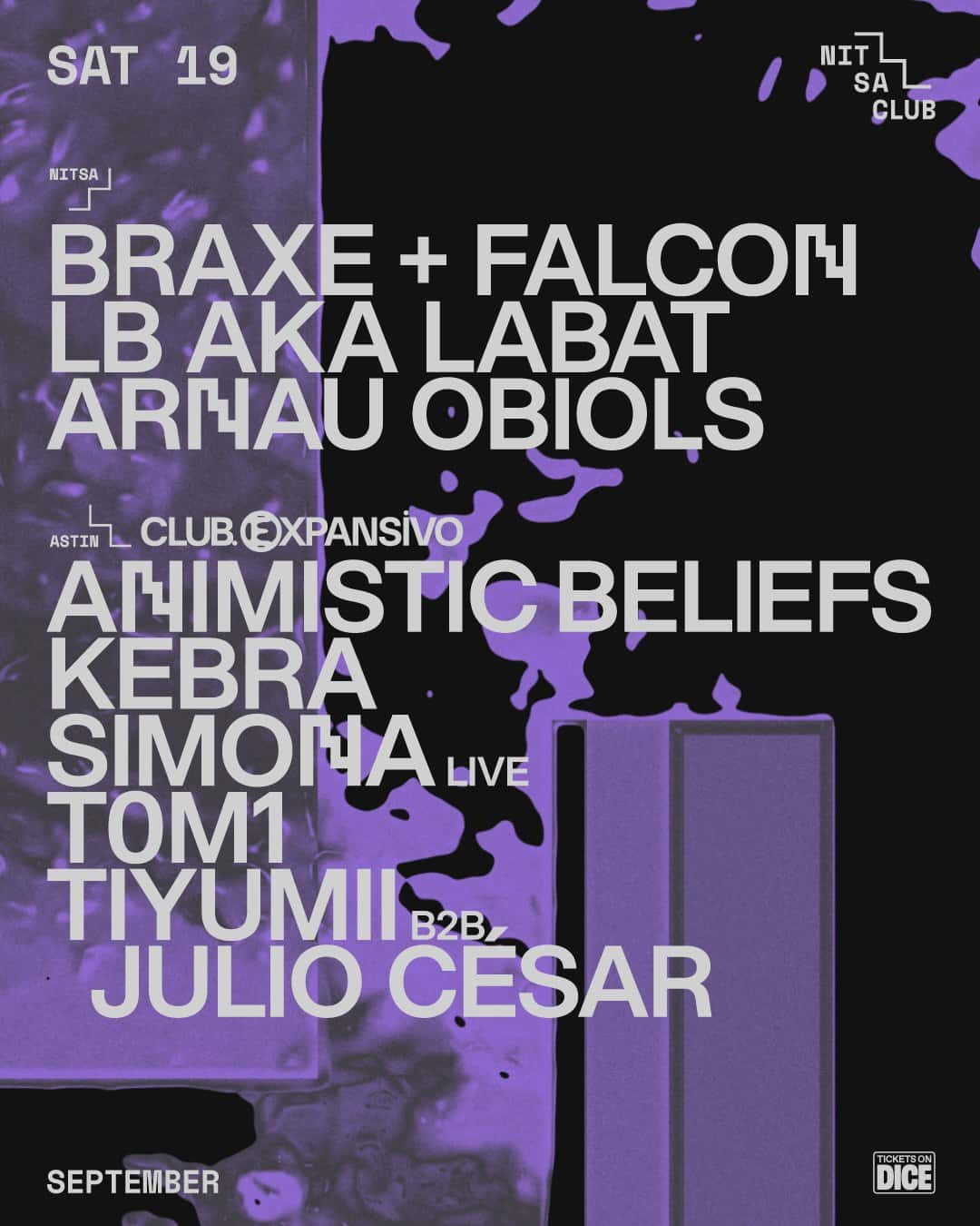 Cartel de Nitsa: Braxe & Falcon + LB aka LABAT + Arnau Obiols