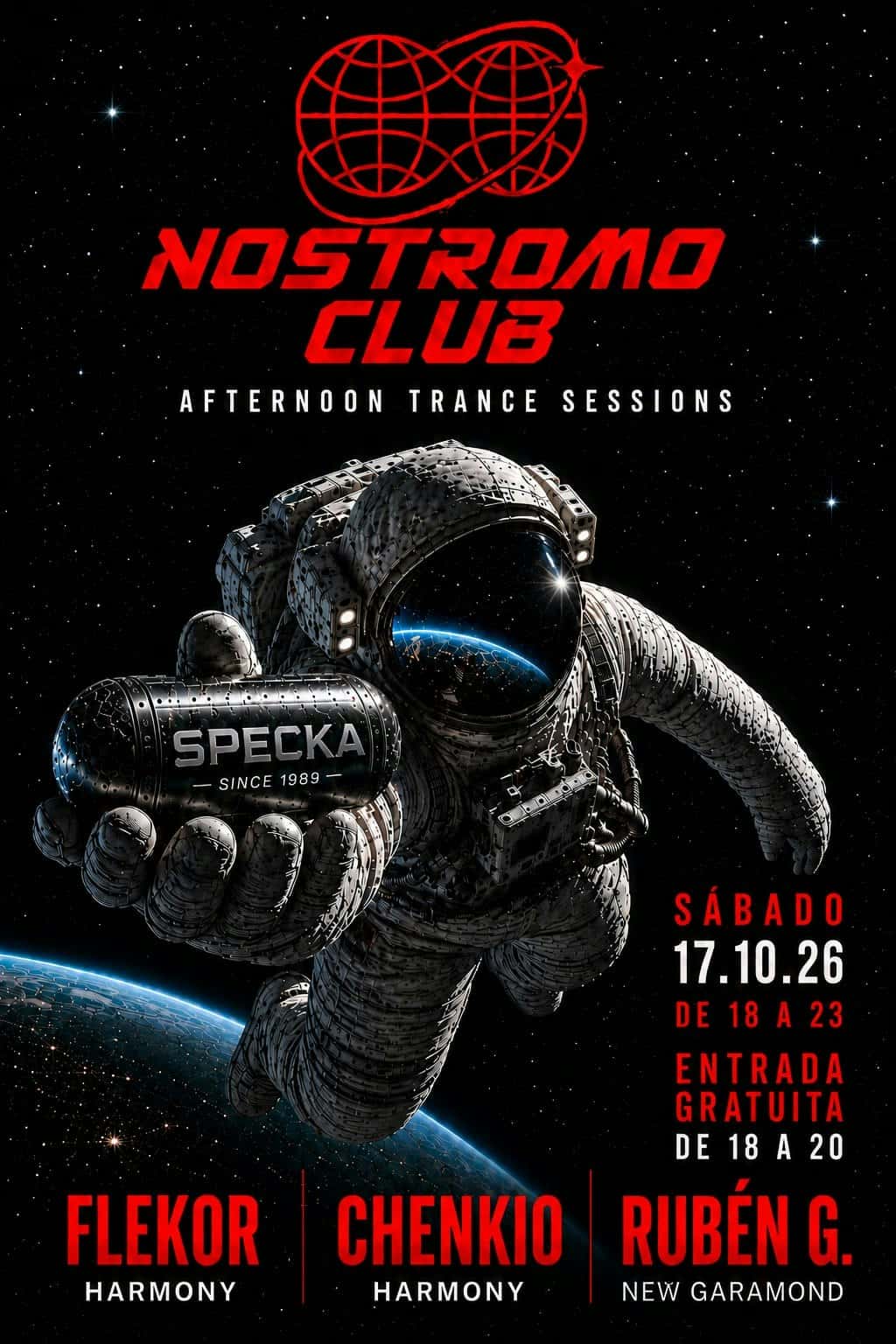 Flyer de Nostromo Club #15 Tardes de Trance I SpeckaClub