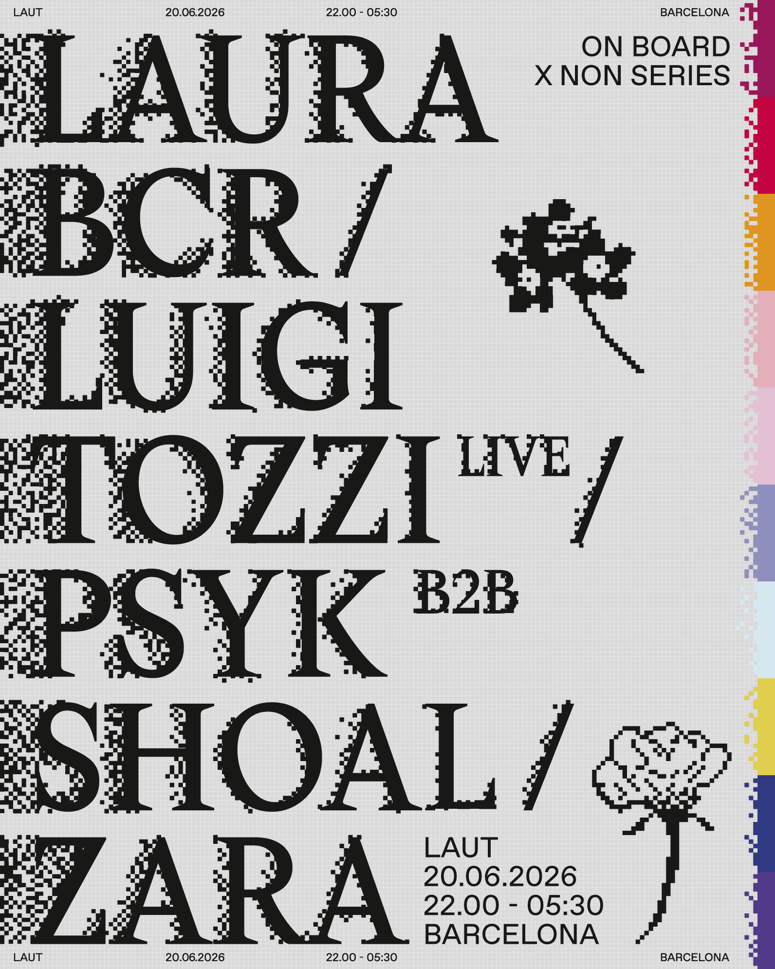 Cartel 1 de On Board x Non Series: Laura BCR + Luigi Tozzi + Psyk B2B Shoal + Zara