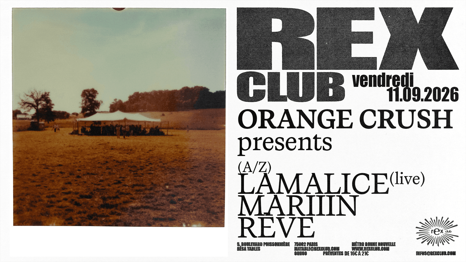 Orange Crush Presents: Lamalice (Live), Mariiin, Rēve