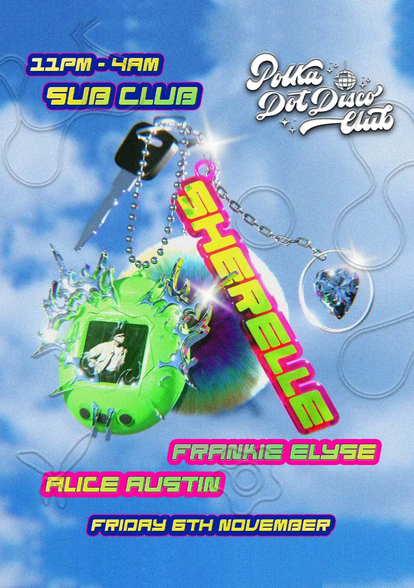 Flyer of Polka Dot Disco Club invites SHERELLE