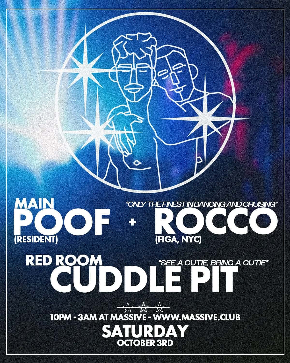 Flyer of Massive Saturday // Poof + Rocco (NYC)