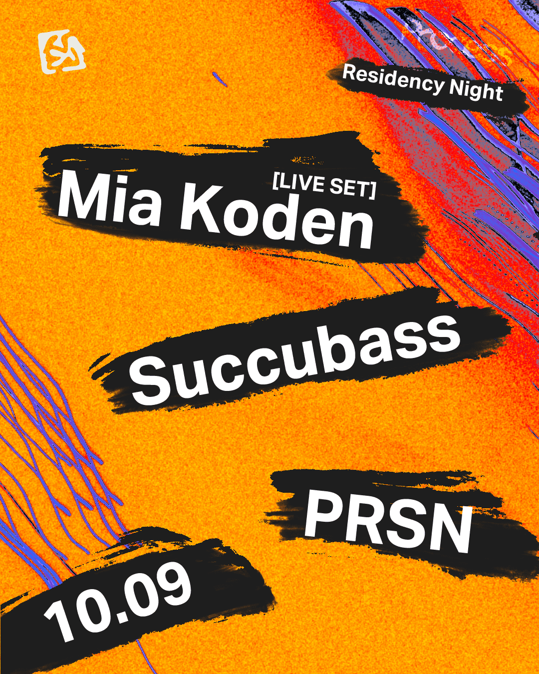 Flyer of Process Residency Night - Mia Koden (live), Succubass, PRSN