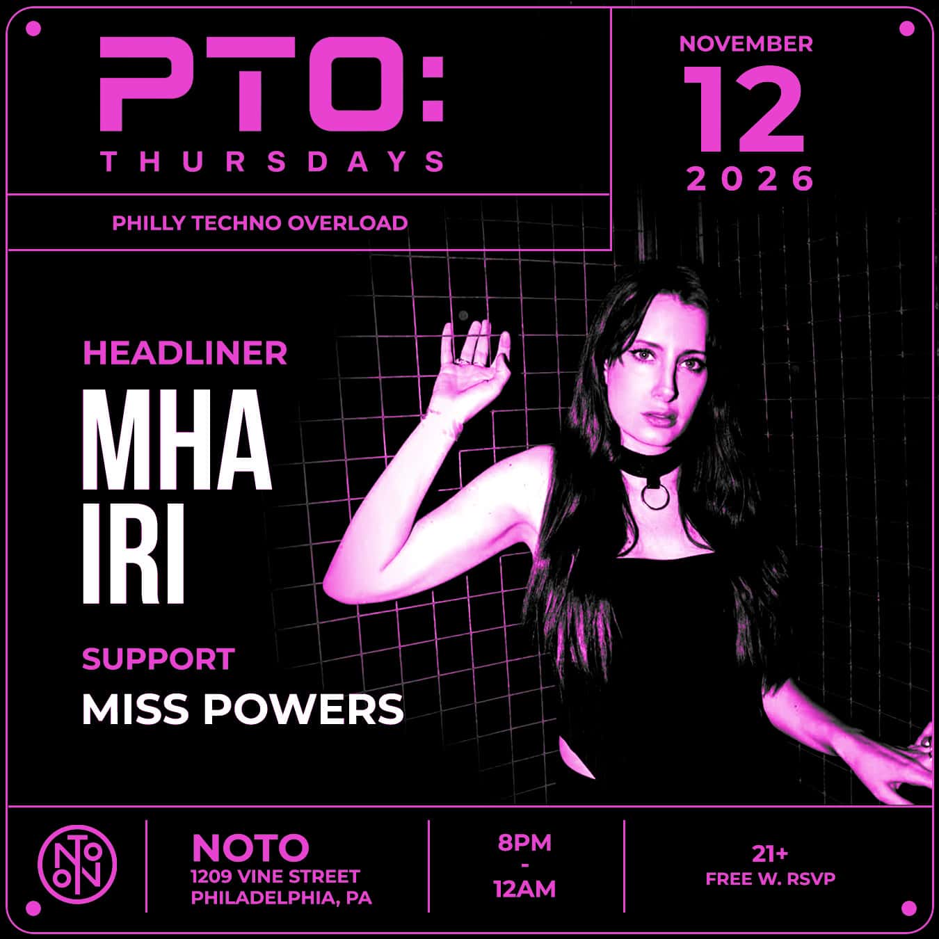 Flyer of PTO Thursdays: Mha Iri