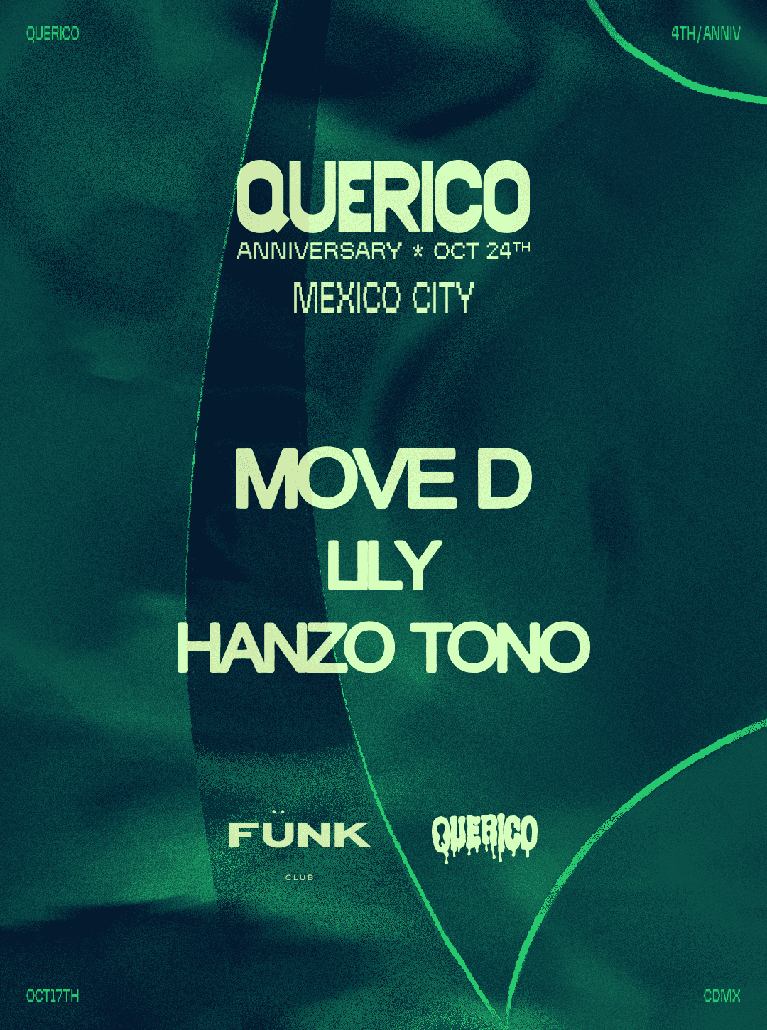 Flyer de Querico: Move D + Hanzo Tono + Lily