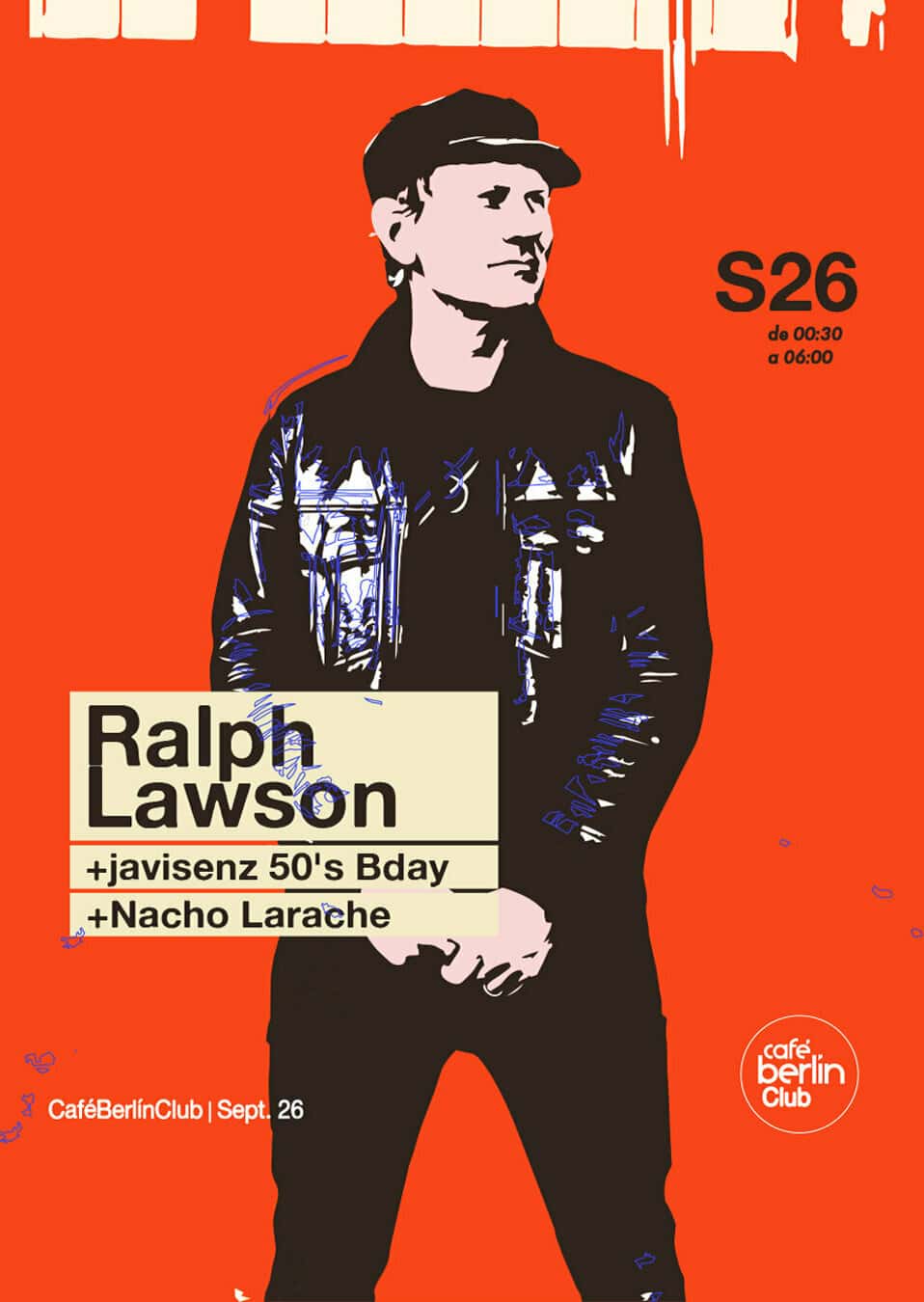 Flyer de Ralph Lawson + Javisenz + Nacho Larache