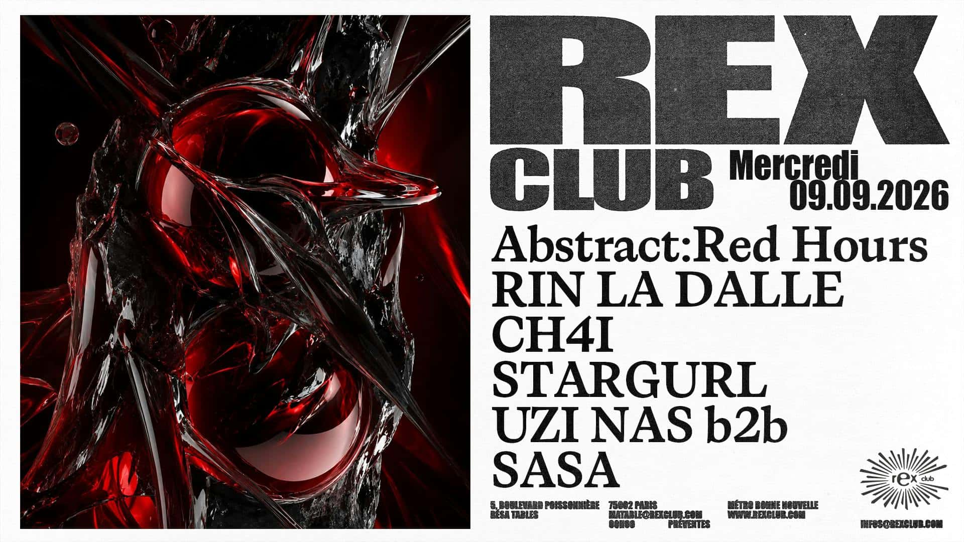 Flyer de Red Hours : Rin La Dalle, Ch4i, Stargurl, Uzi Nas B2b Sasa