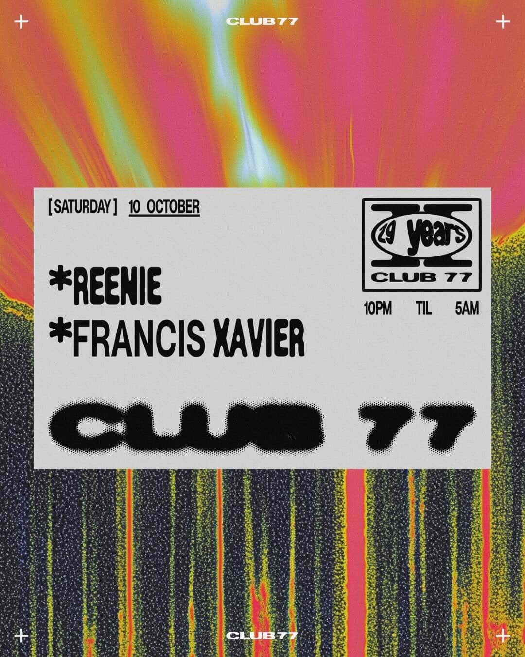 Flyer of Club 77: Reenie, Francis Xavier