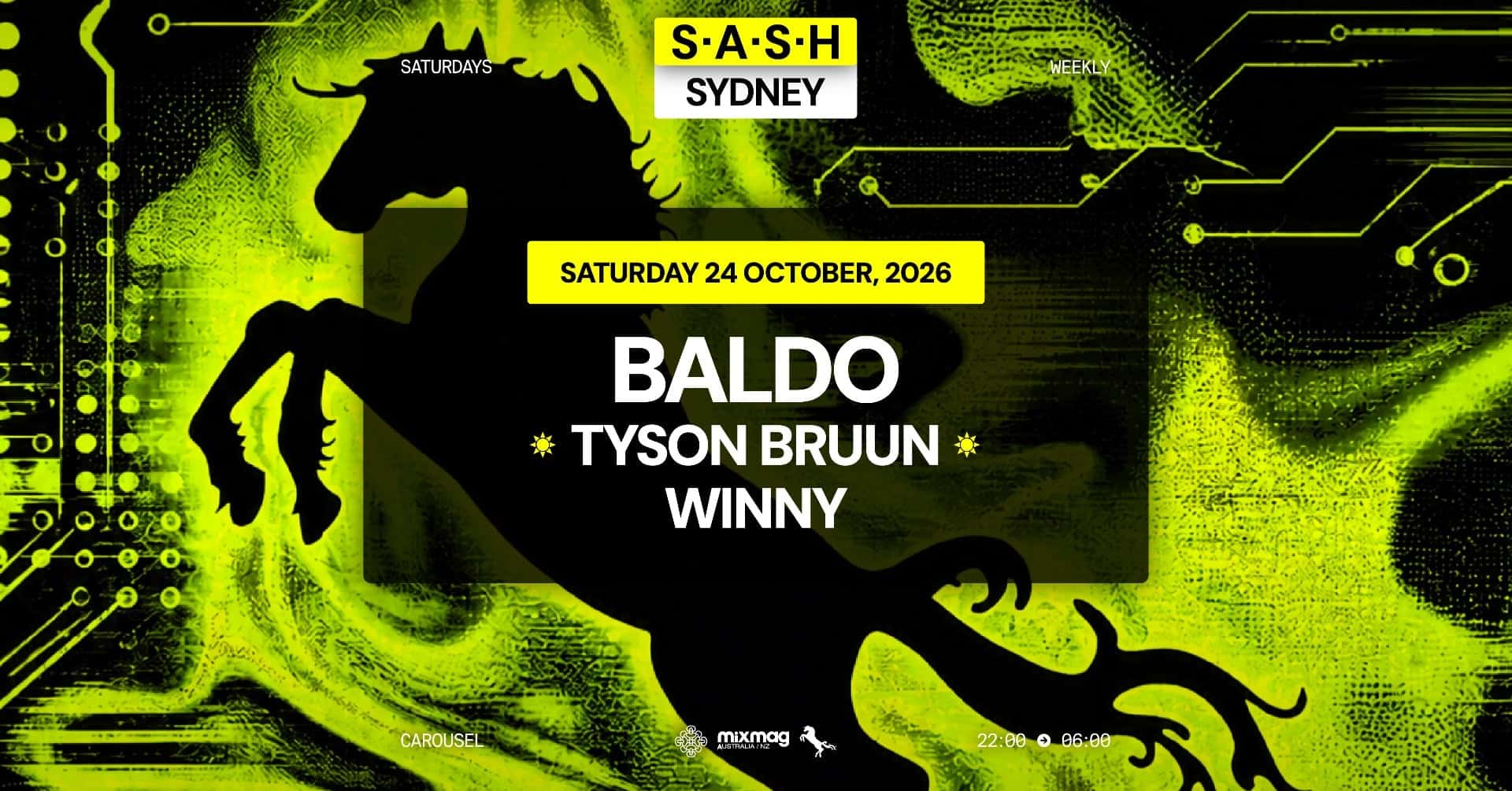 Flyer of ★ S.A.S.H Sydney ★ Baldo ★ Saturday 24th October ★
