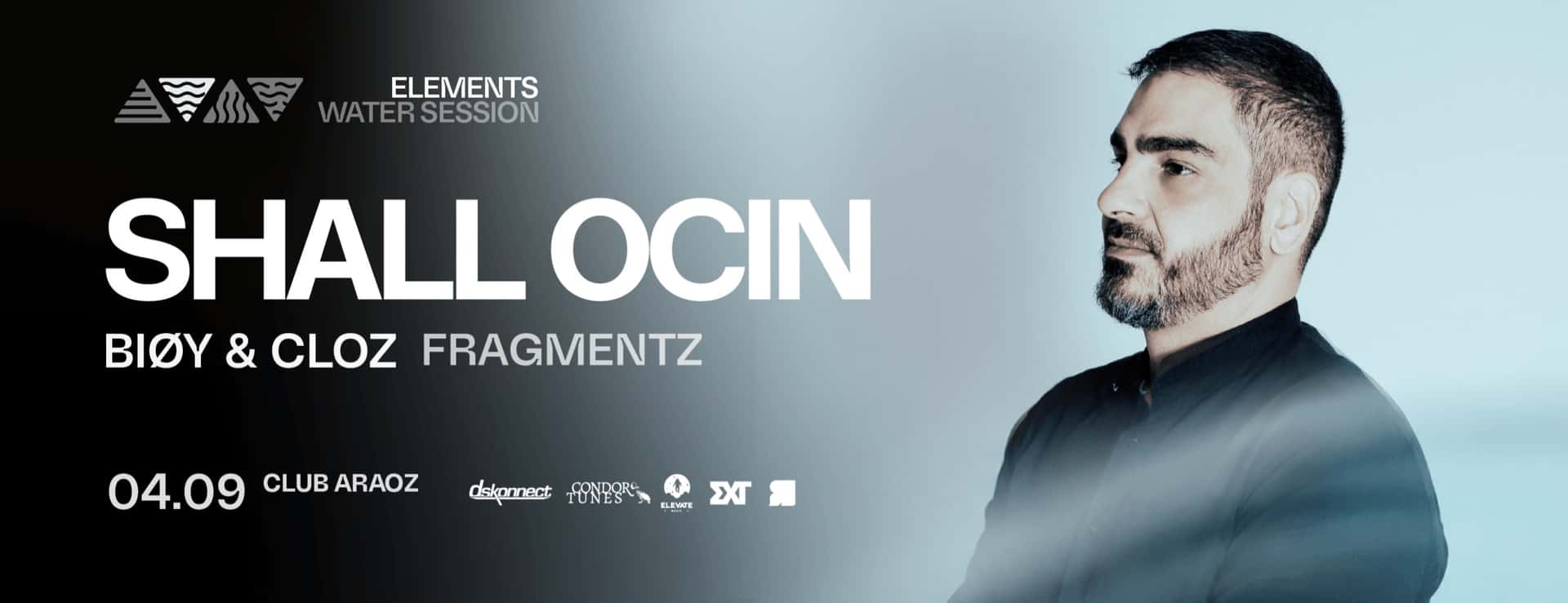 Cartel de SHALL OCIN + Biøy b2b Cloz + Fragmentz