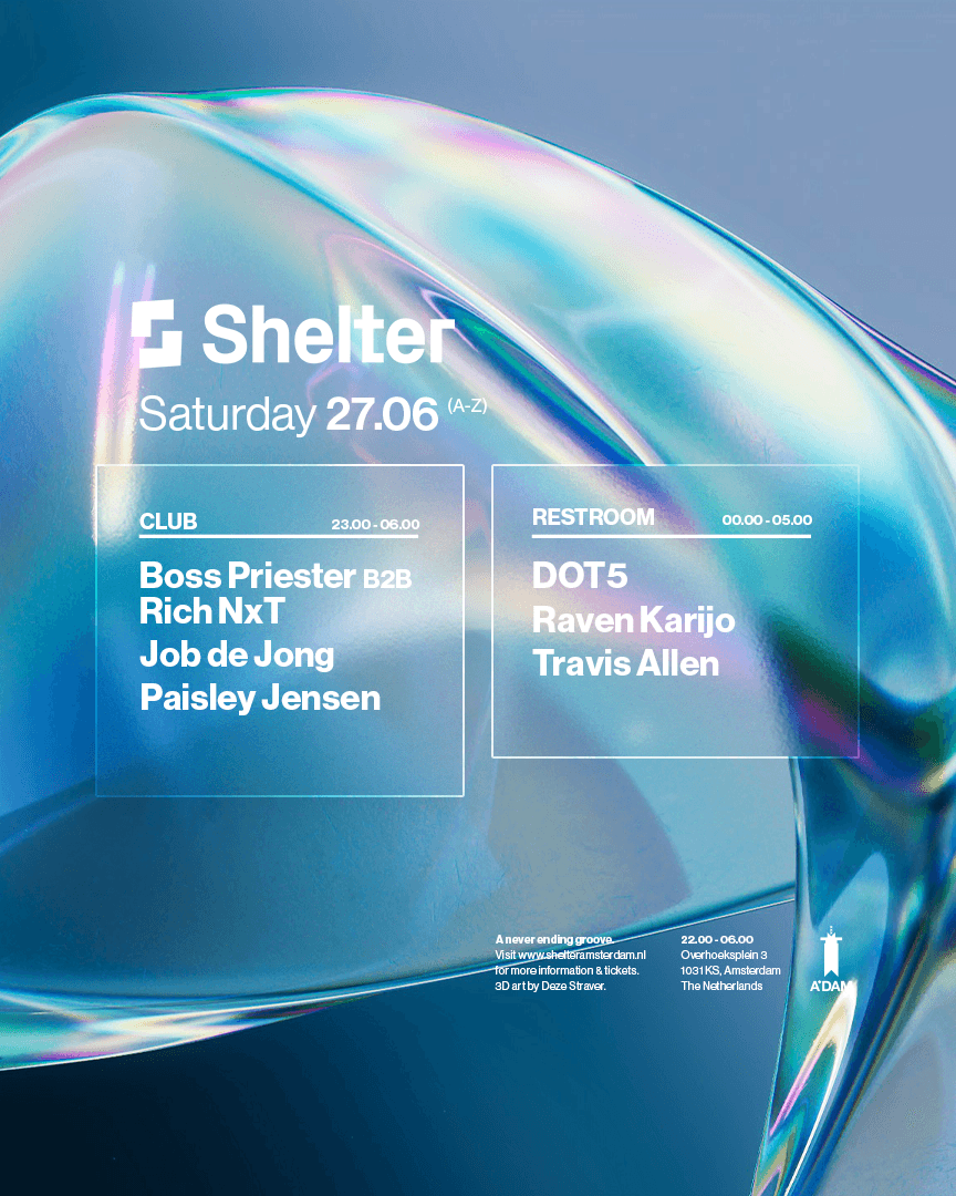 Cartel de Shelter | Boss Priester b2b Rich NxT, Job de Jong & more