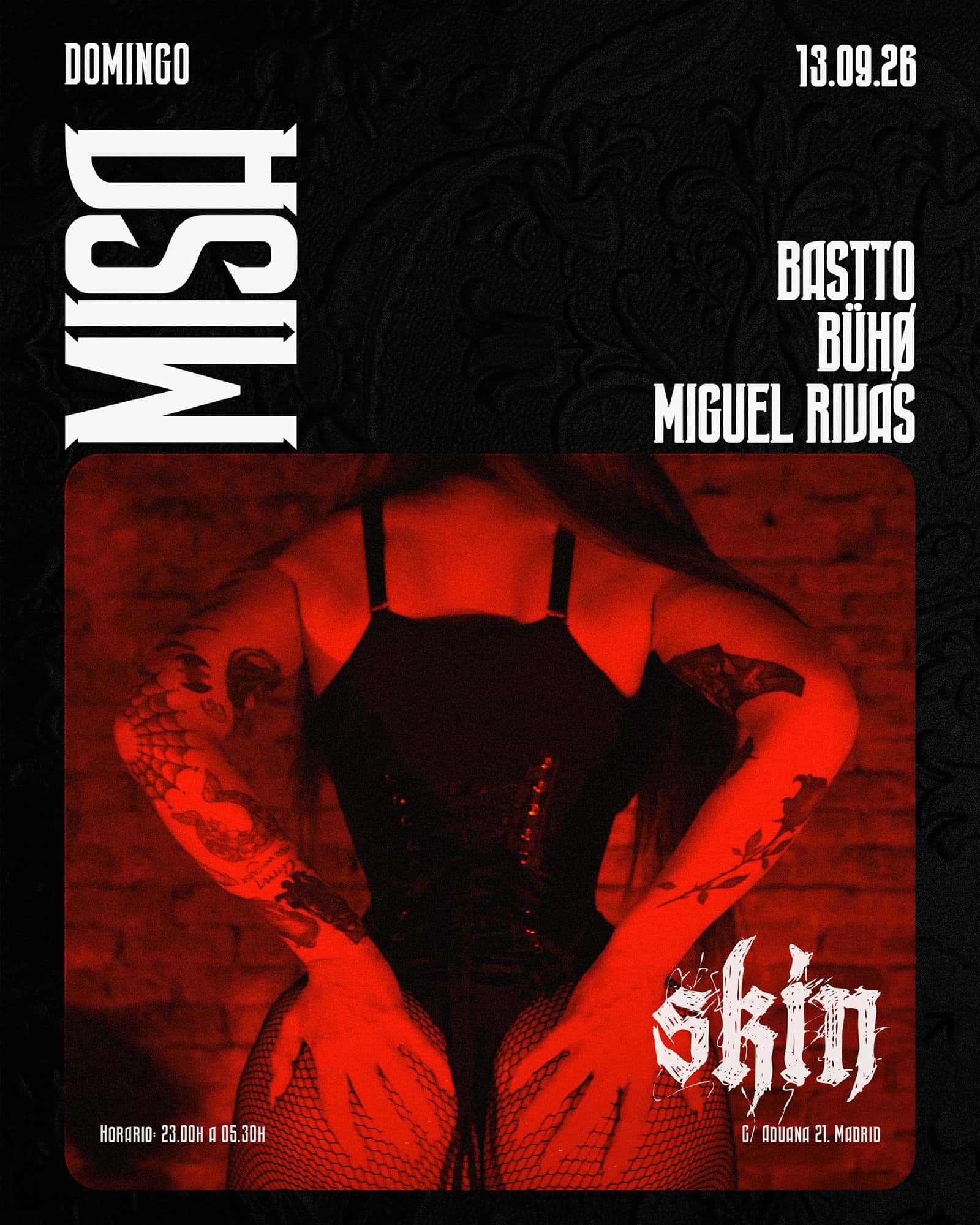 Cartel de SKIN MISA: BASTTO + BÜHØ + MIGUEL RIVAS