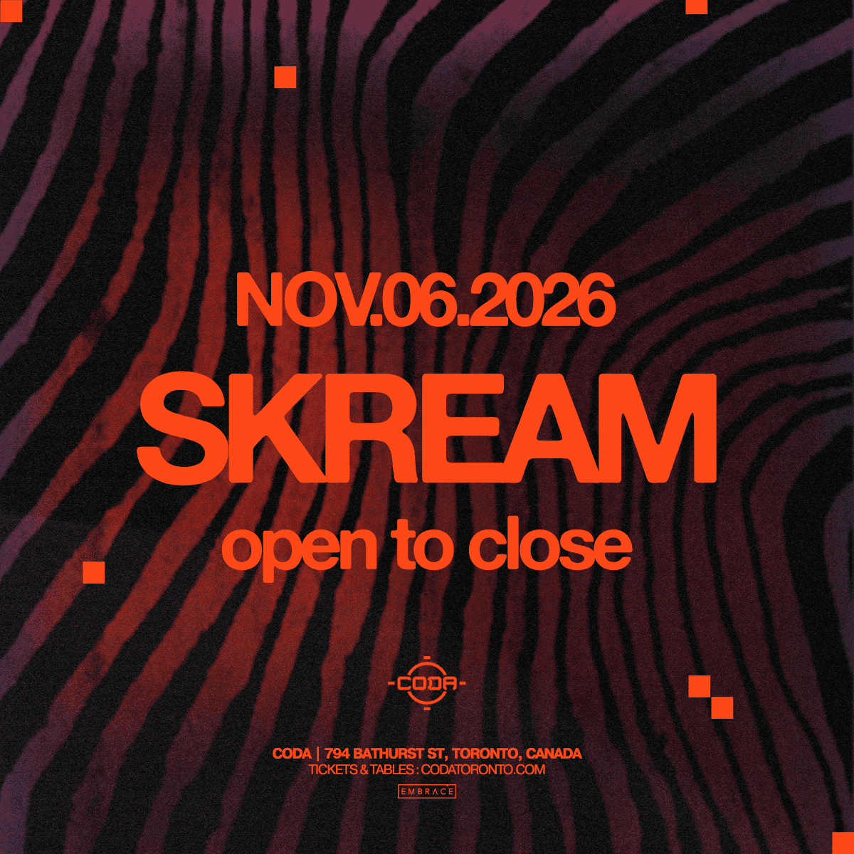 Flyer of Skream (Open to Close)