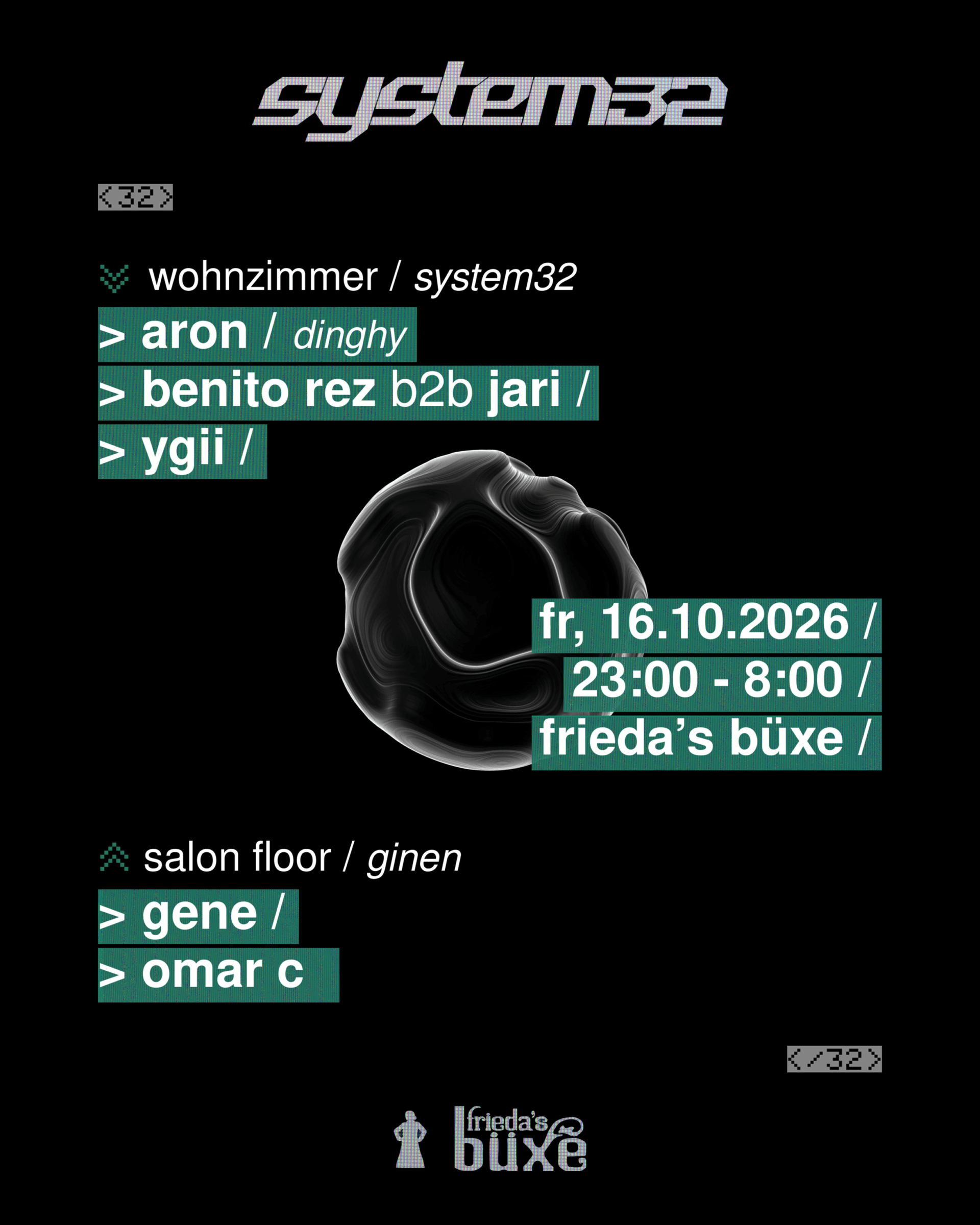 Flyer of System 32 & Ginen Festival