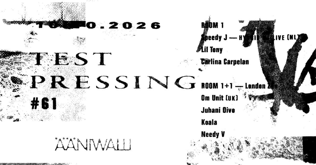 Flyer de Test Pressing # 61: Speedy J – HYBRID DJ/LIVE (NL), Om Unit (UK)