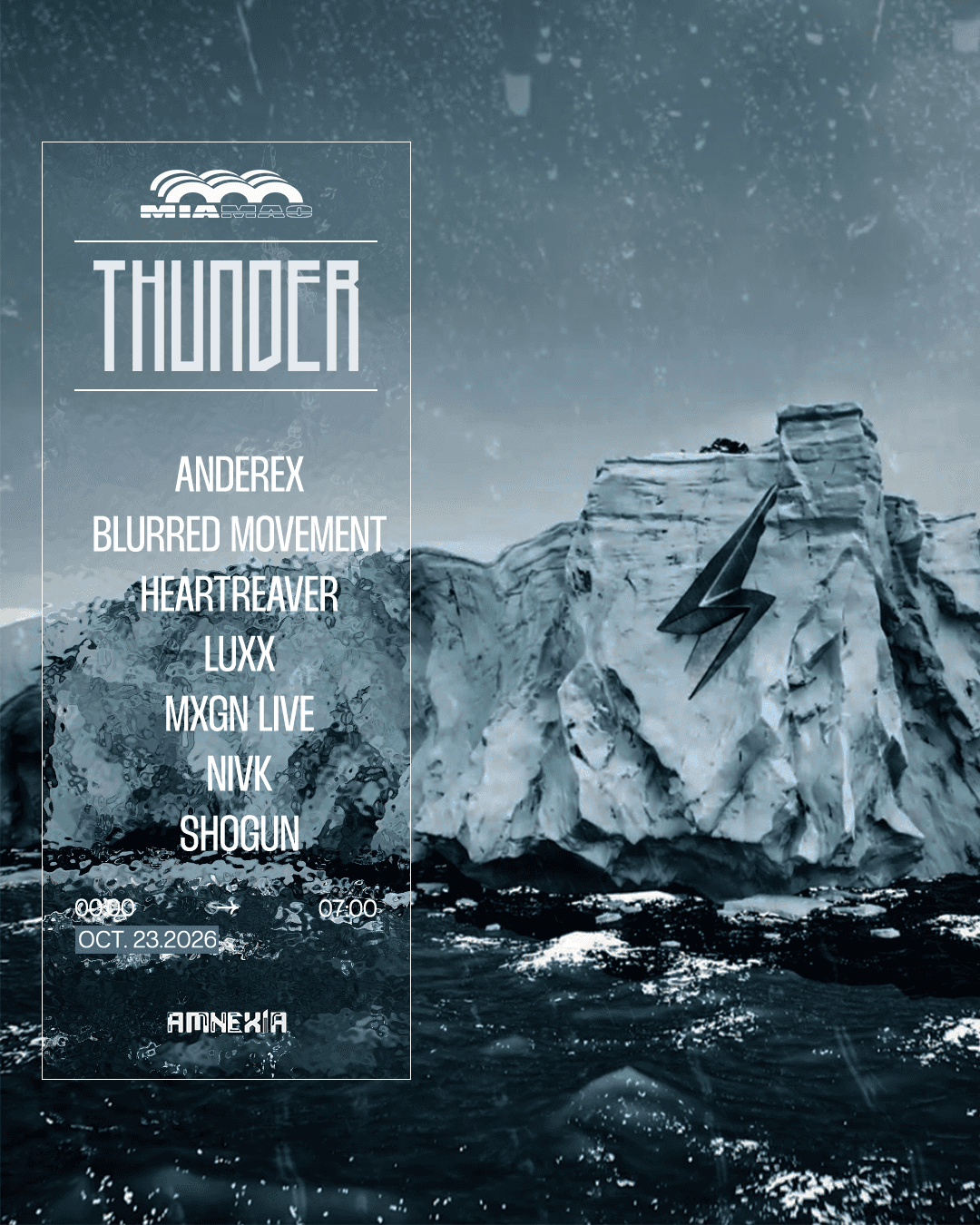 Flyer de THUNDER : ANDEREX, NIVK, MXGN (LIVE), SHOGUN, HEARTREAVER