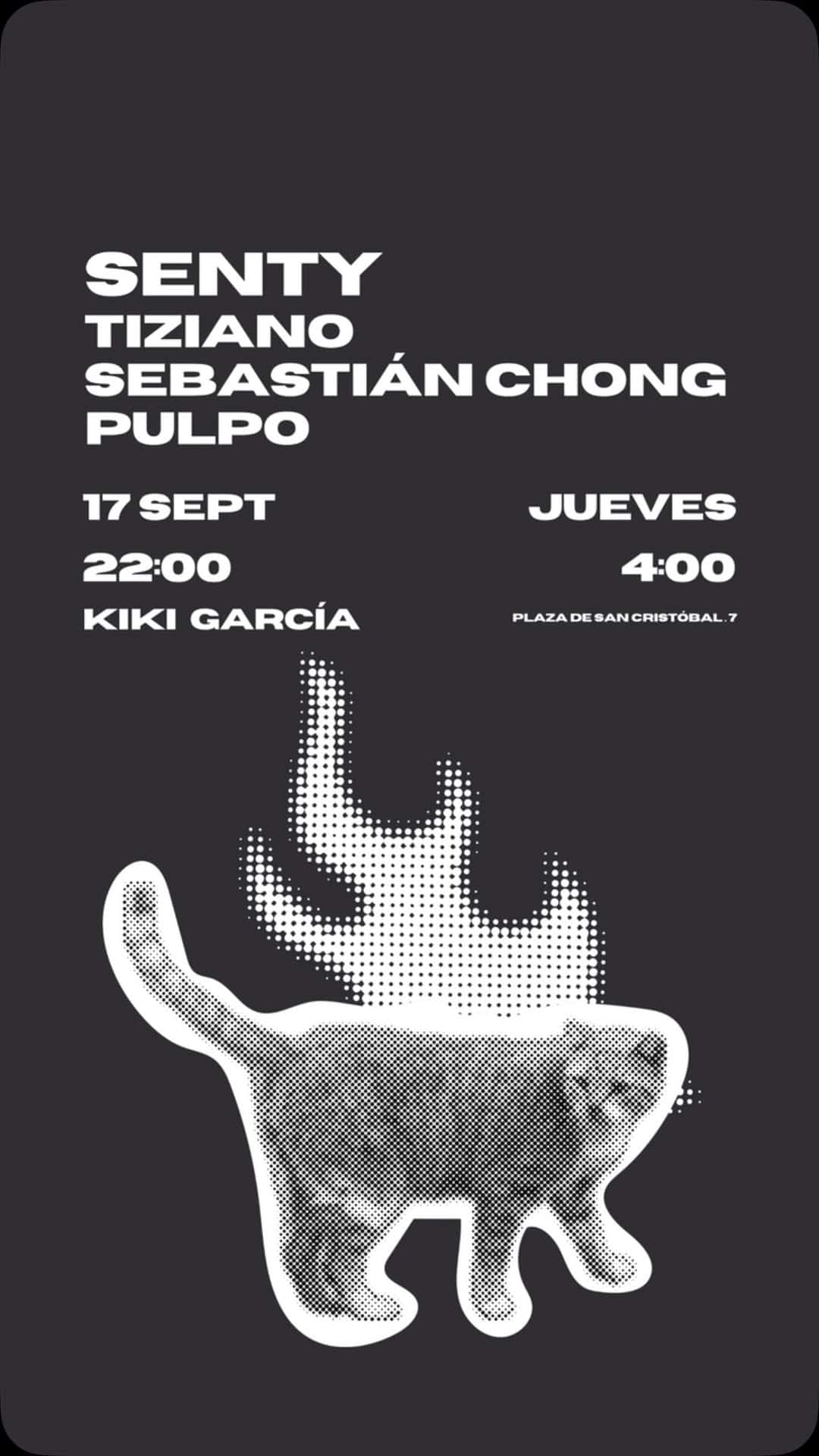 Flyer of Senty, Tiziano, Sebastián Chong, Pulpo