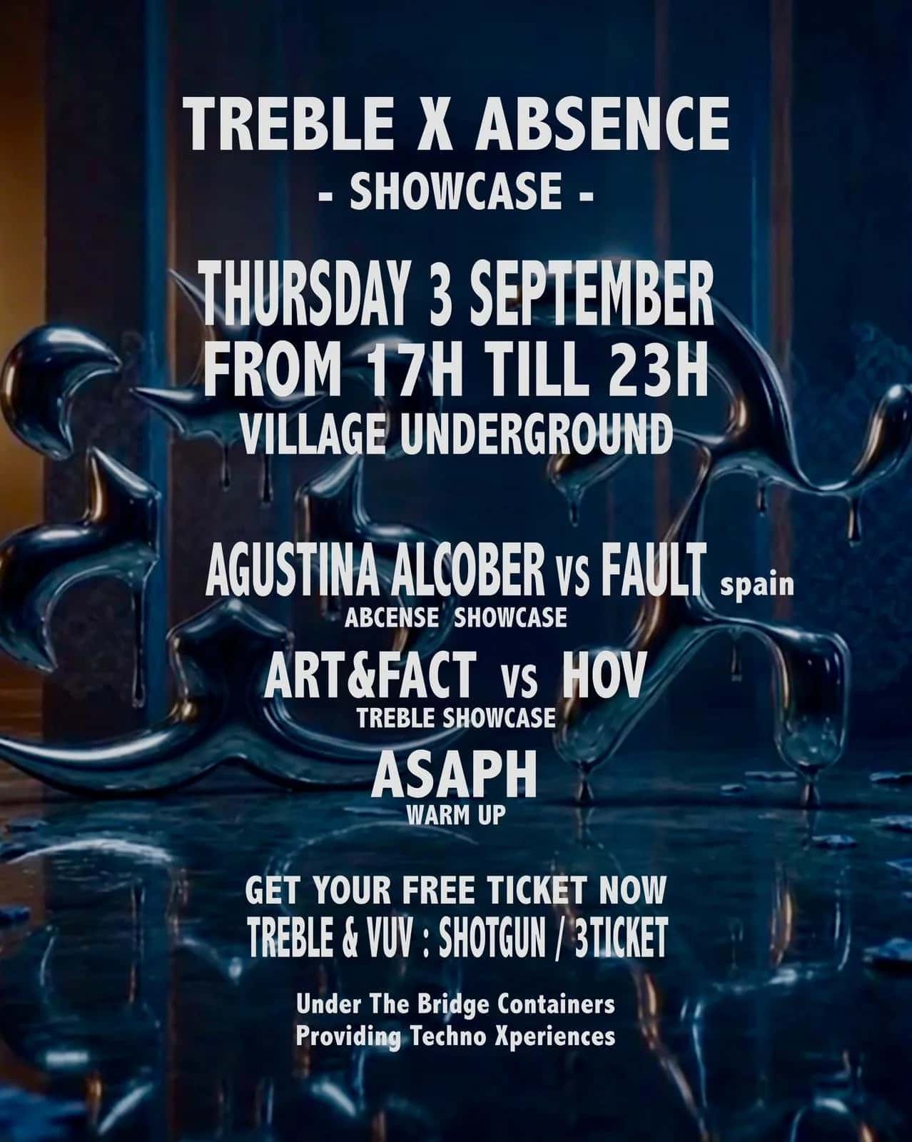 Cartel de Treble X Absence Techno Showcase