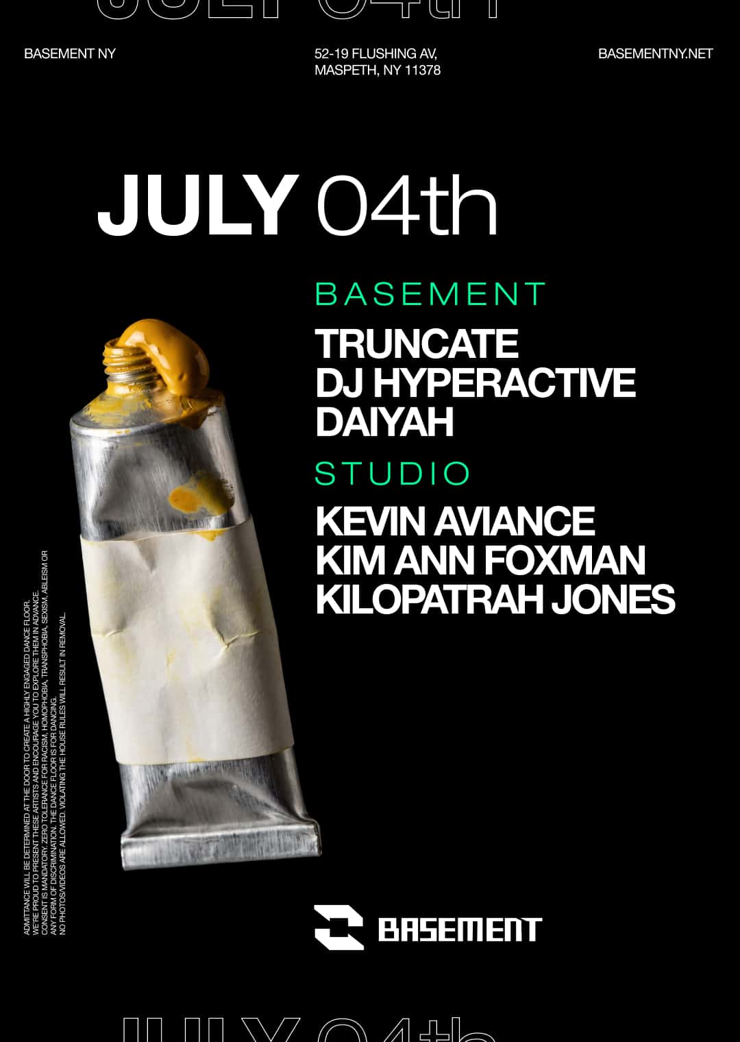 Flyer of Truncate / DJ Hyperactive / DAIYAH / Kevin Aviance / Kim Ann Foxman / Kilopatrah Jones