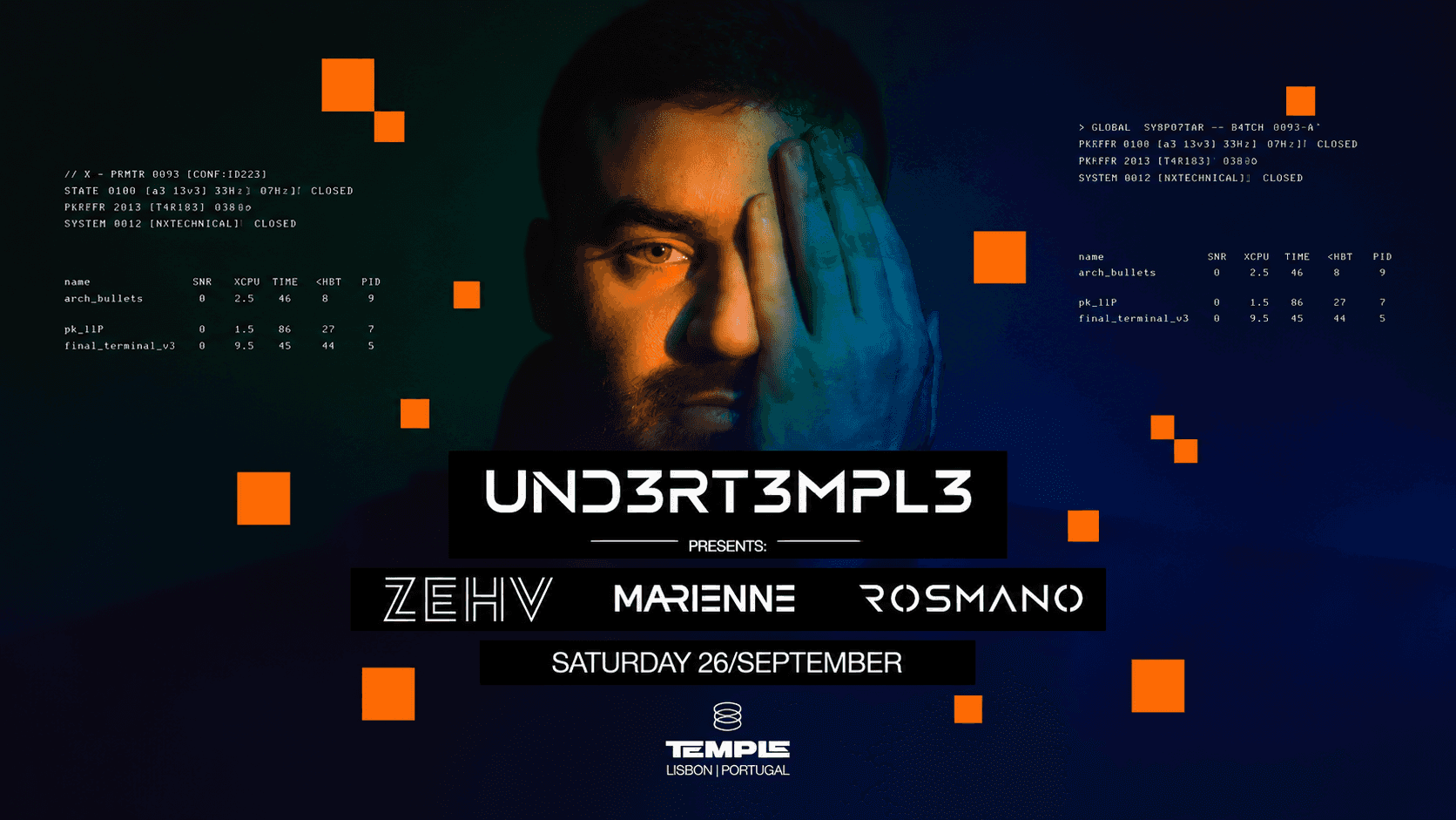Flyer of UND3RT3MPL3 presents ZEHV (USA)