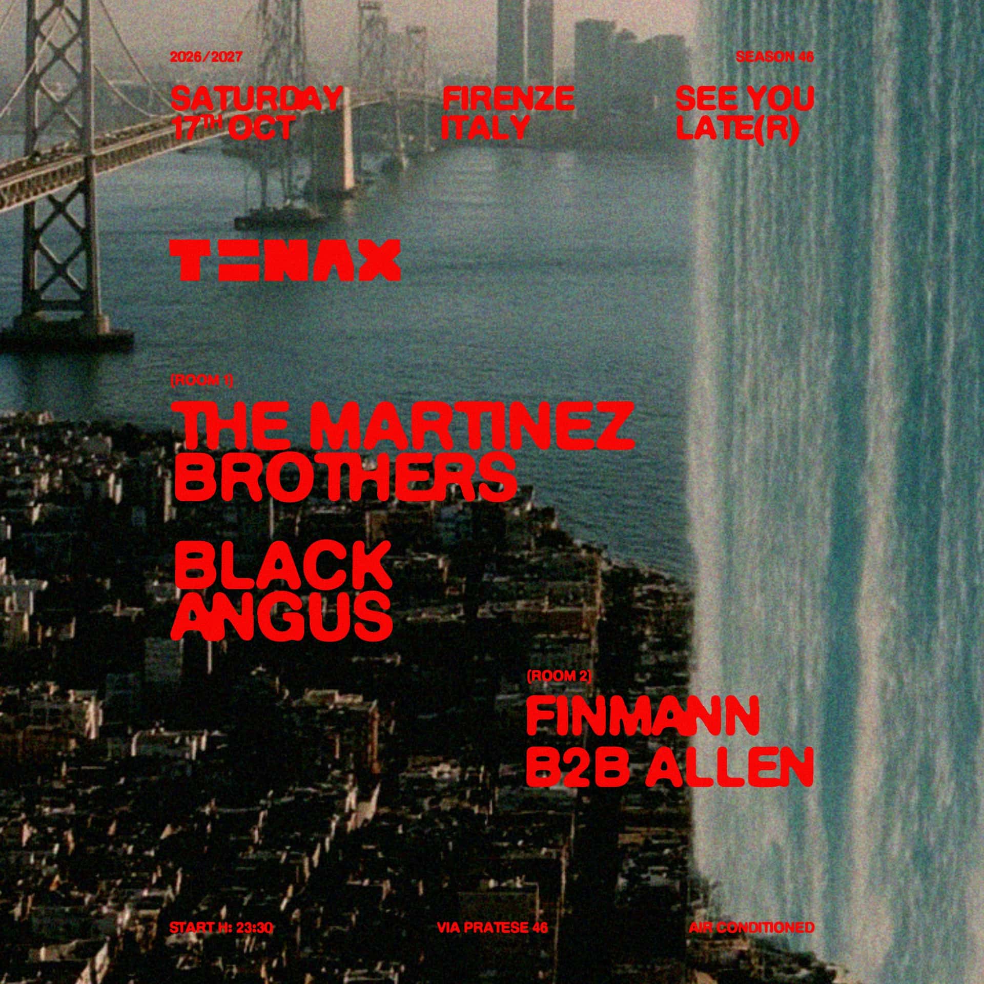 Flyer de TENAX w/ The Martinez Brothers, Black Angus