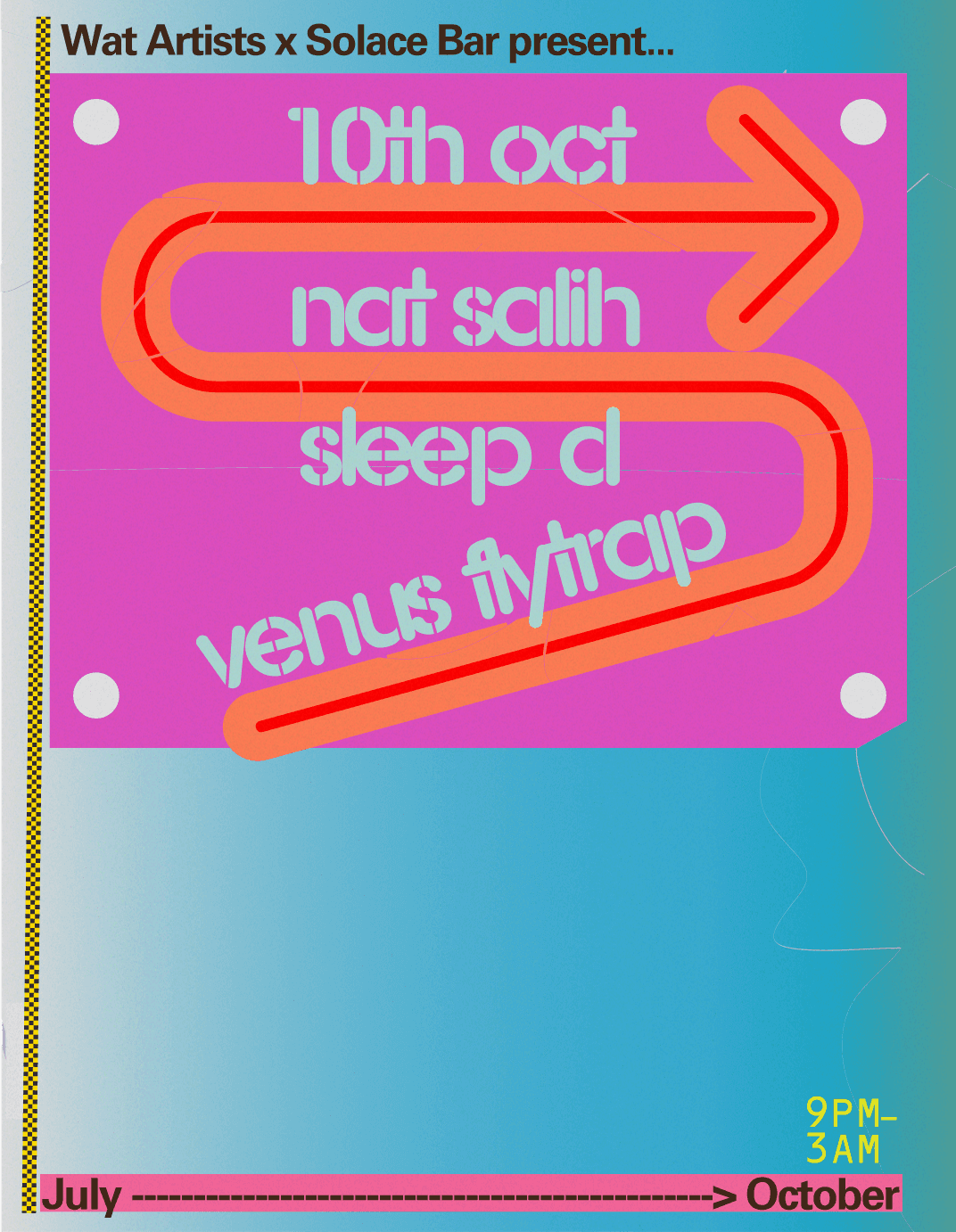 Flyer of WAT Artists x Solace - Sleep D, Venus Flytrap, Nat Salih