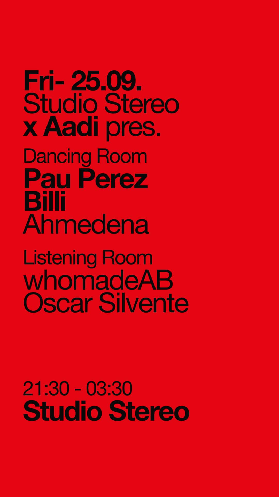 Flyer de Studio Stereo x Aadi pres. Pau Perez