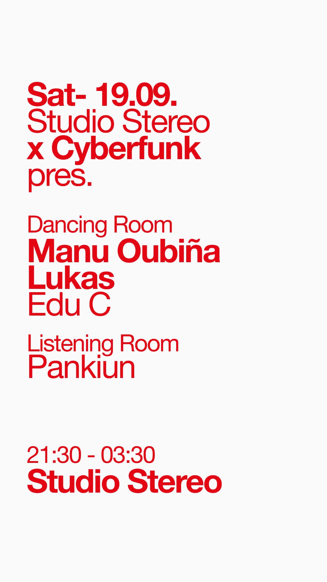 Studio Stereo x Cyberfunk pres. Manu Oubiña, Lukas