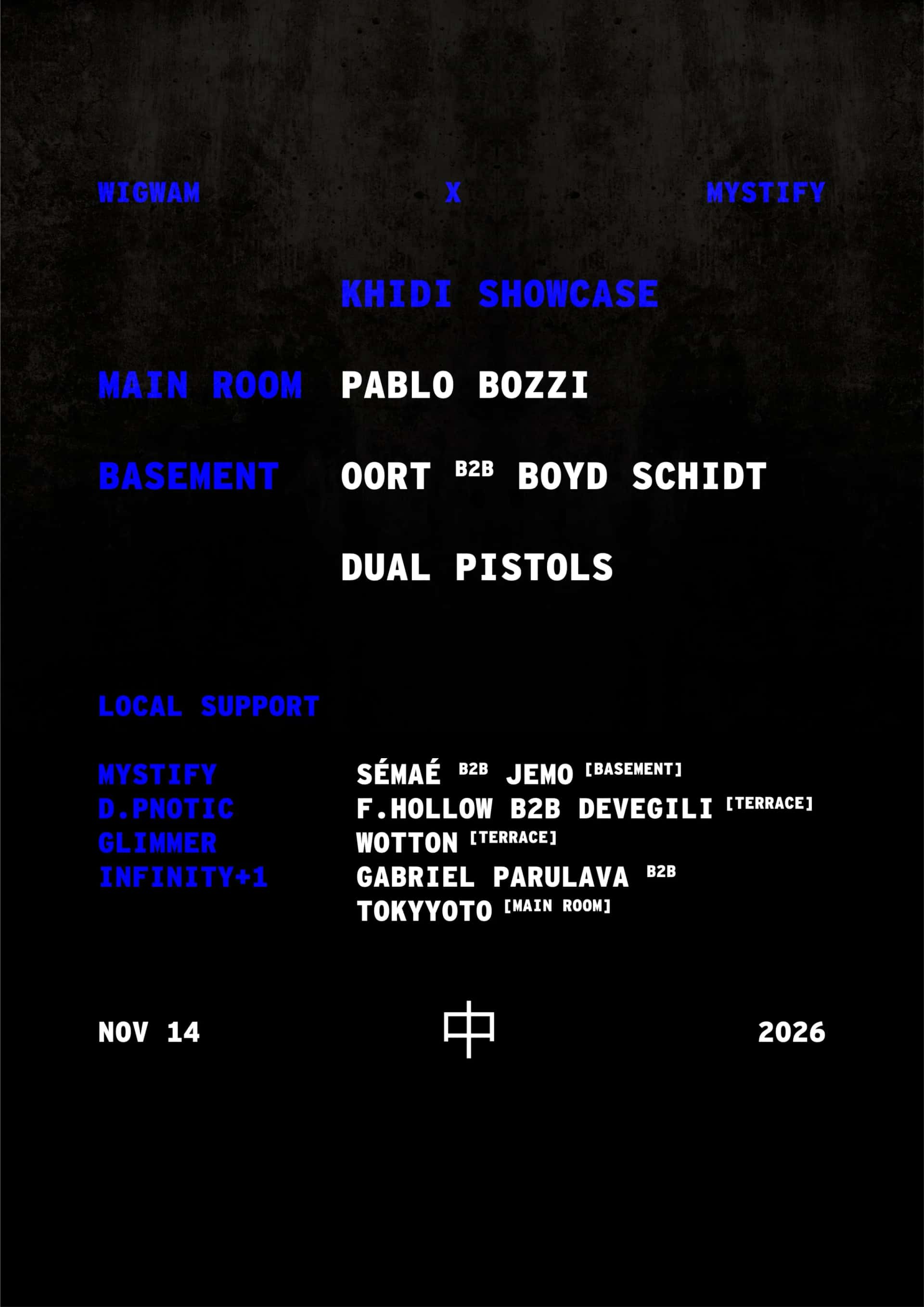Flyer of Wigwam x Mystify presents: Khidi Showcase w/ Pablo Bozzi