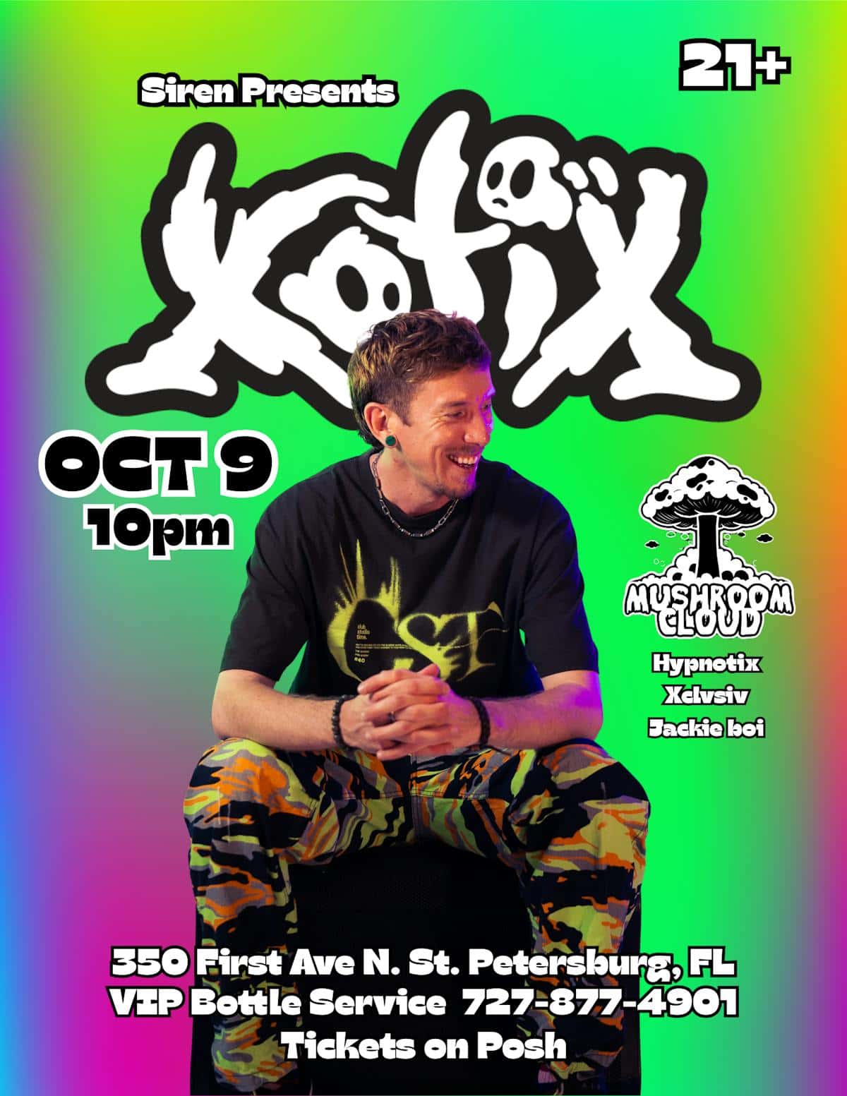 Flyer de XOTIX w/ MUSHROOM CLOUD
