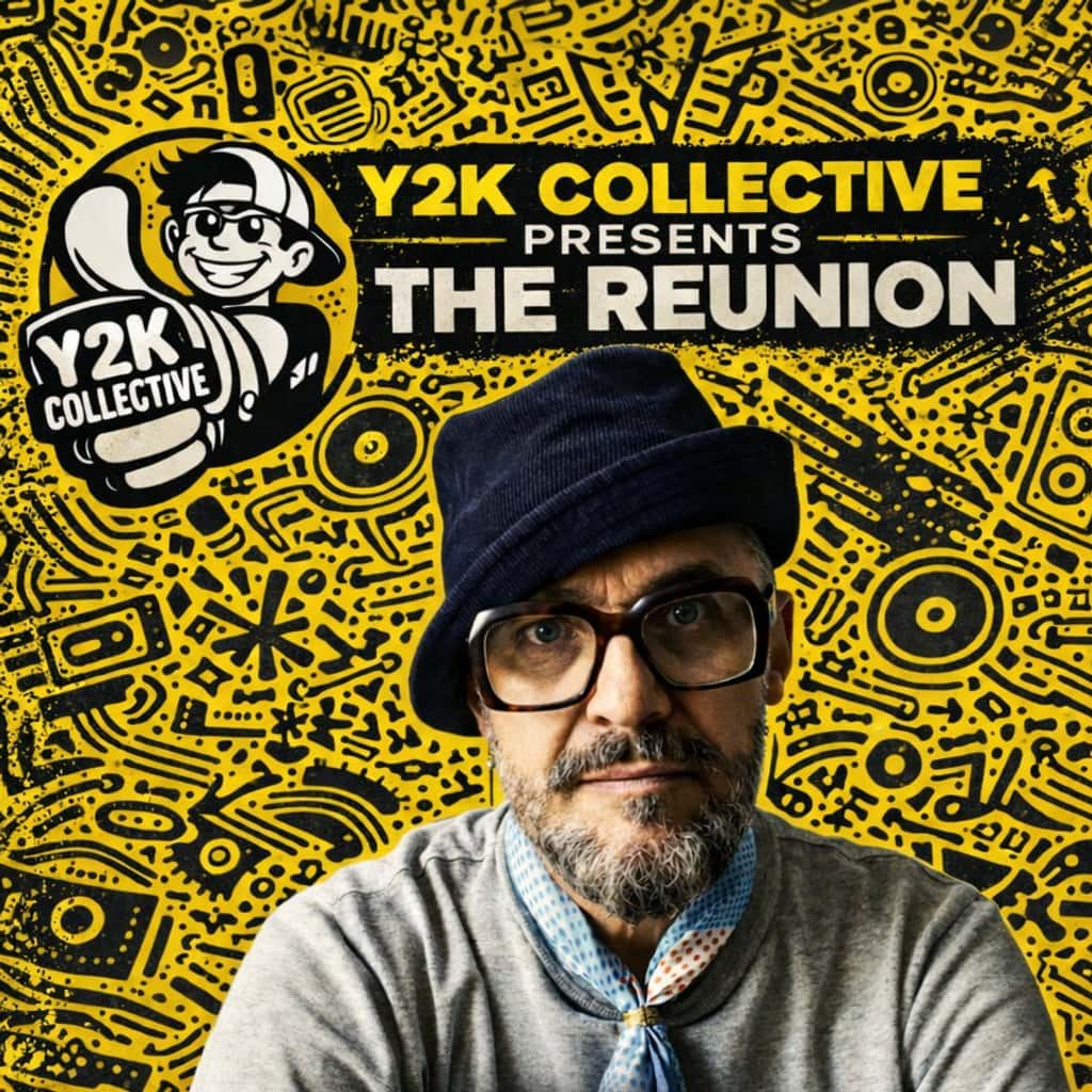 Flyer of Y2K Reunion w/ Justin Robertson