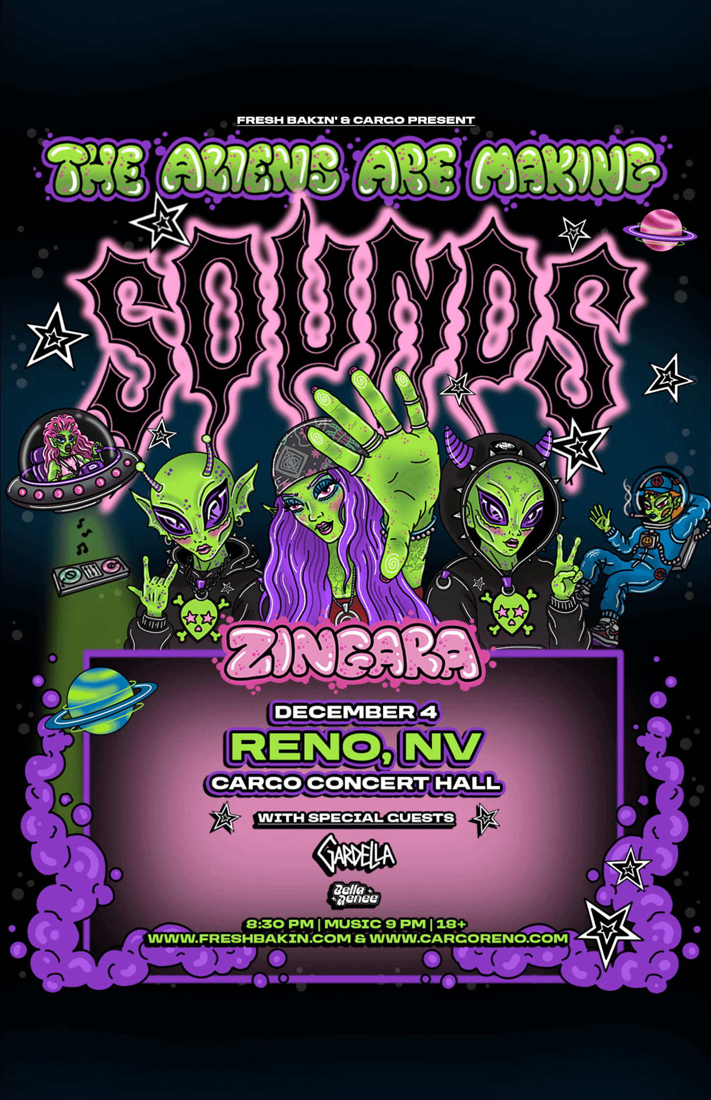 Flyer of Zingara: The Aliens are Making Sounds Tour