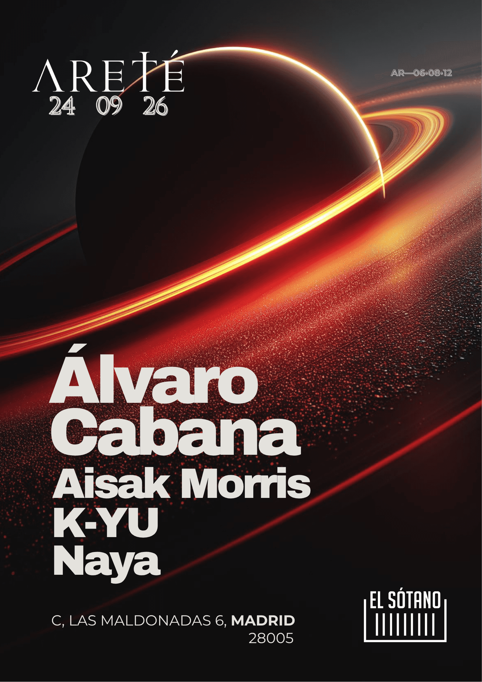 Cartel de ARETÉ — CHAPTER IV: Álvaro Cabana, Aisak Morris, K-YU, Naya