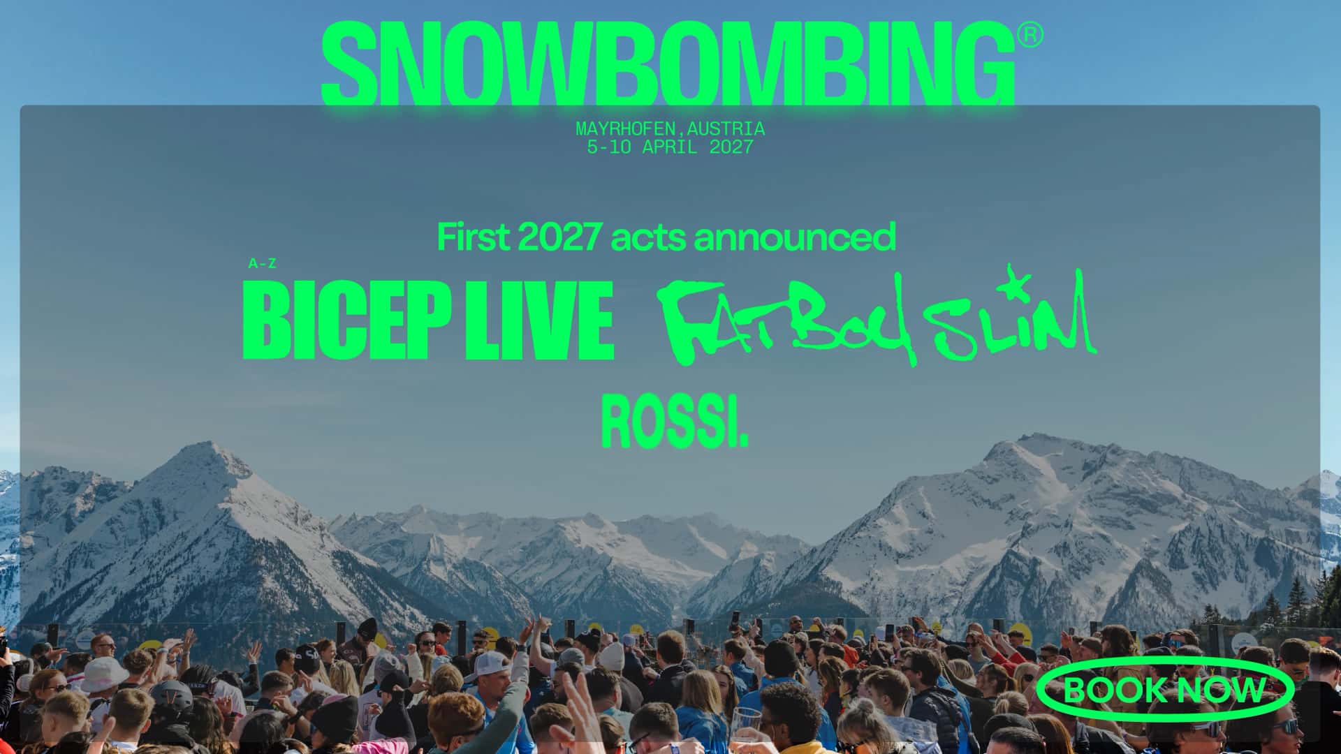 Flyer de Snowbombing 2027 - Martes 6