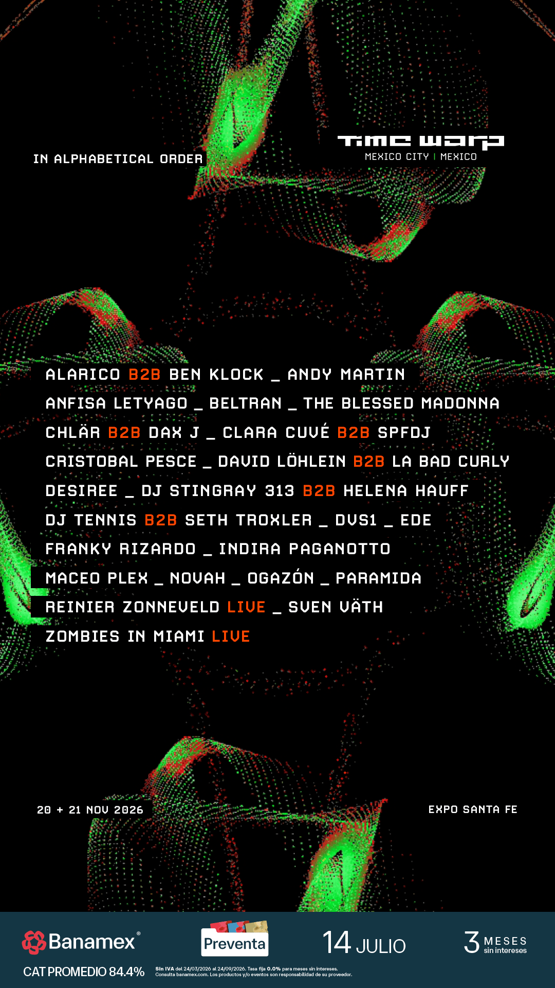 Cartel 4 de Time Warp Mexico 2026 - Viernes 20