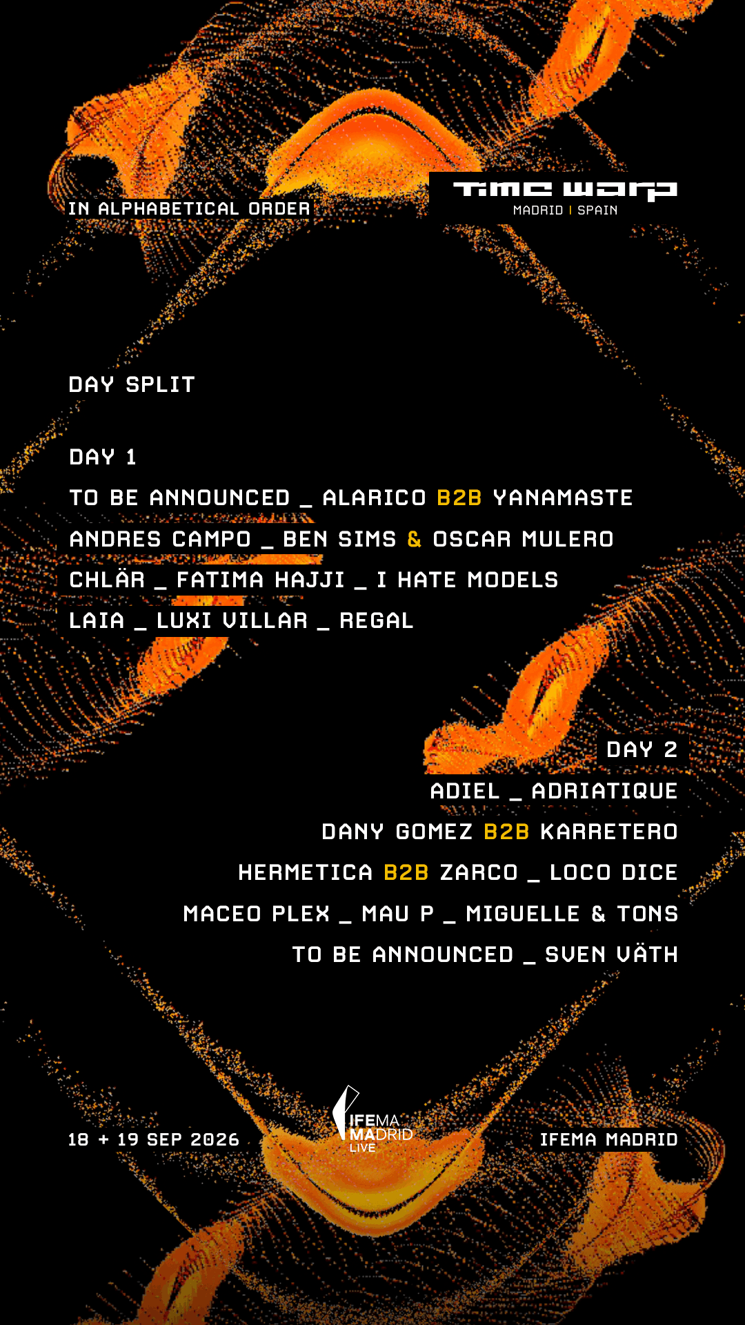 Cartel de Time Warp Spain 2026 - Viernes 18