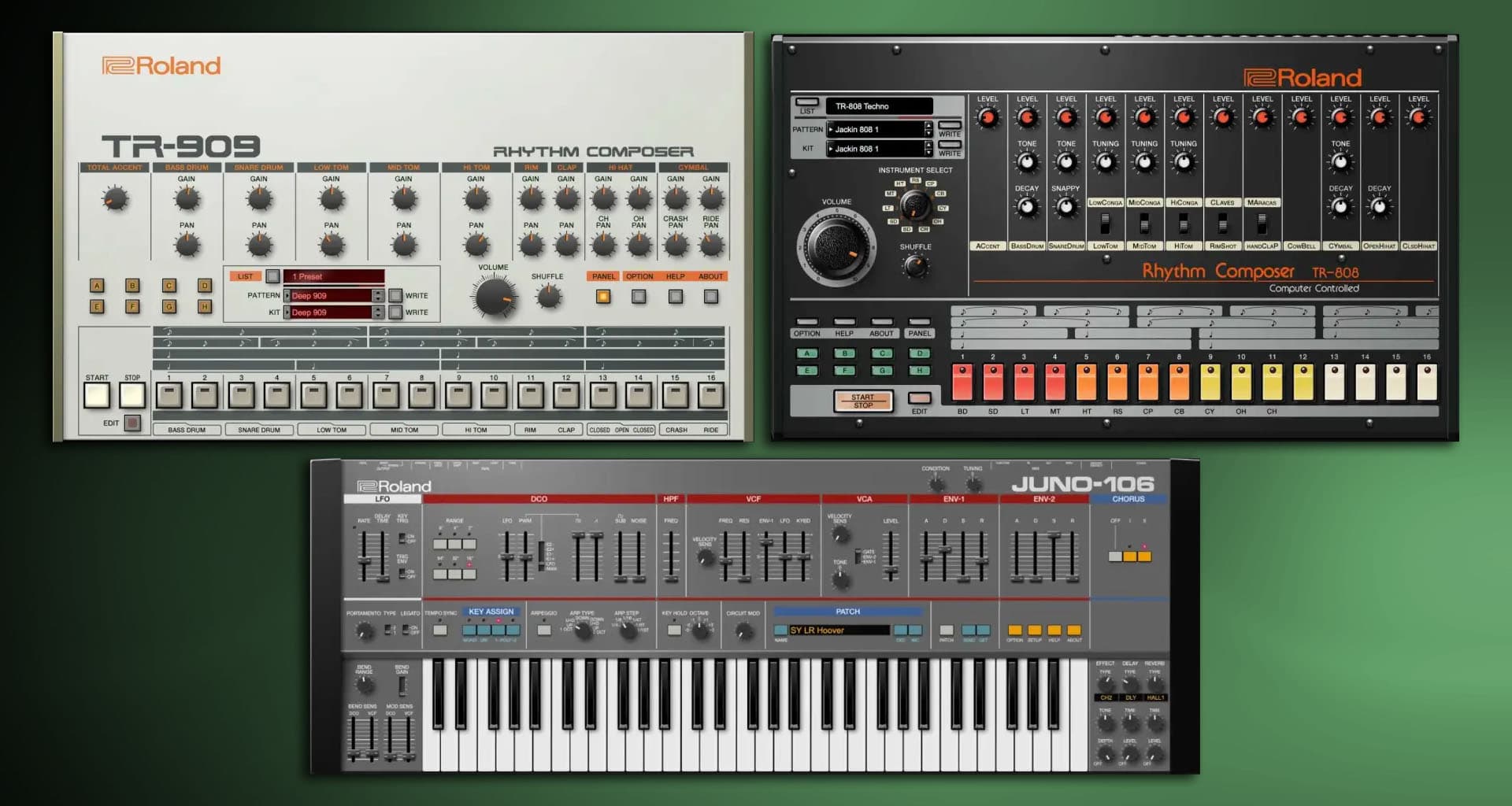Roland TR-808, TR-909 y JUNO-106: 80% descuento en licencias