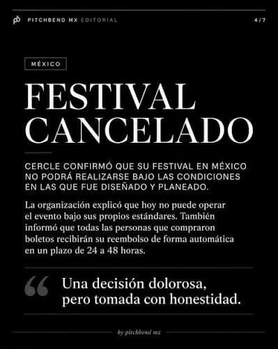 Cercle Cancela su Festival en México por Crisis Financiera